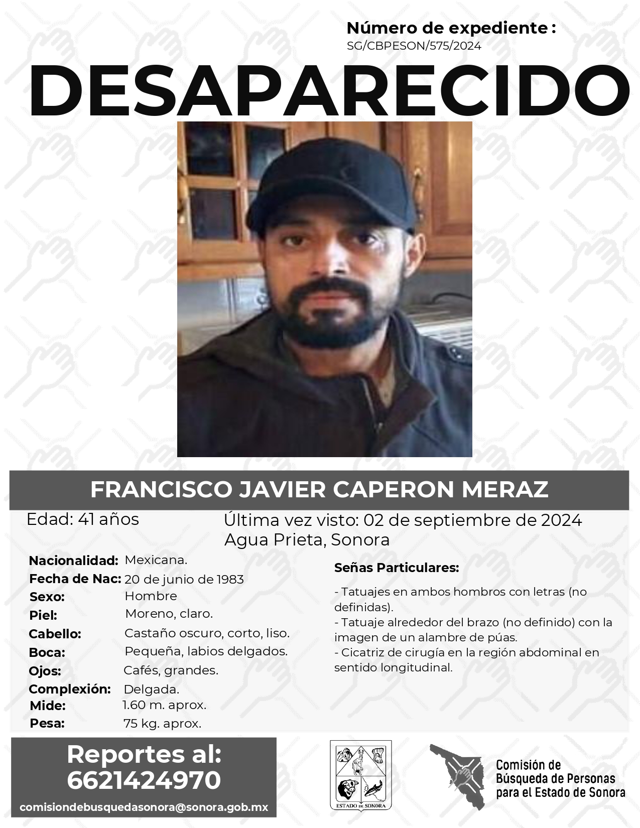 FRANCISCO JAVIER CAPERON MERAZ - DESAPARECIDO