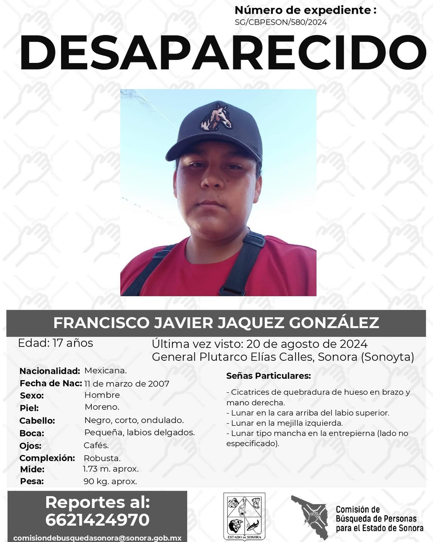 FRANCISCO JAVIER JAQUEZ GONZÁLEZ - DESAPARECIDO