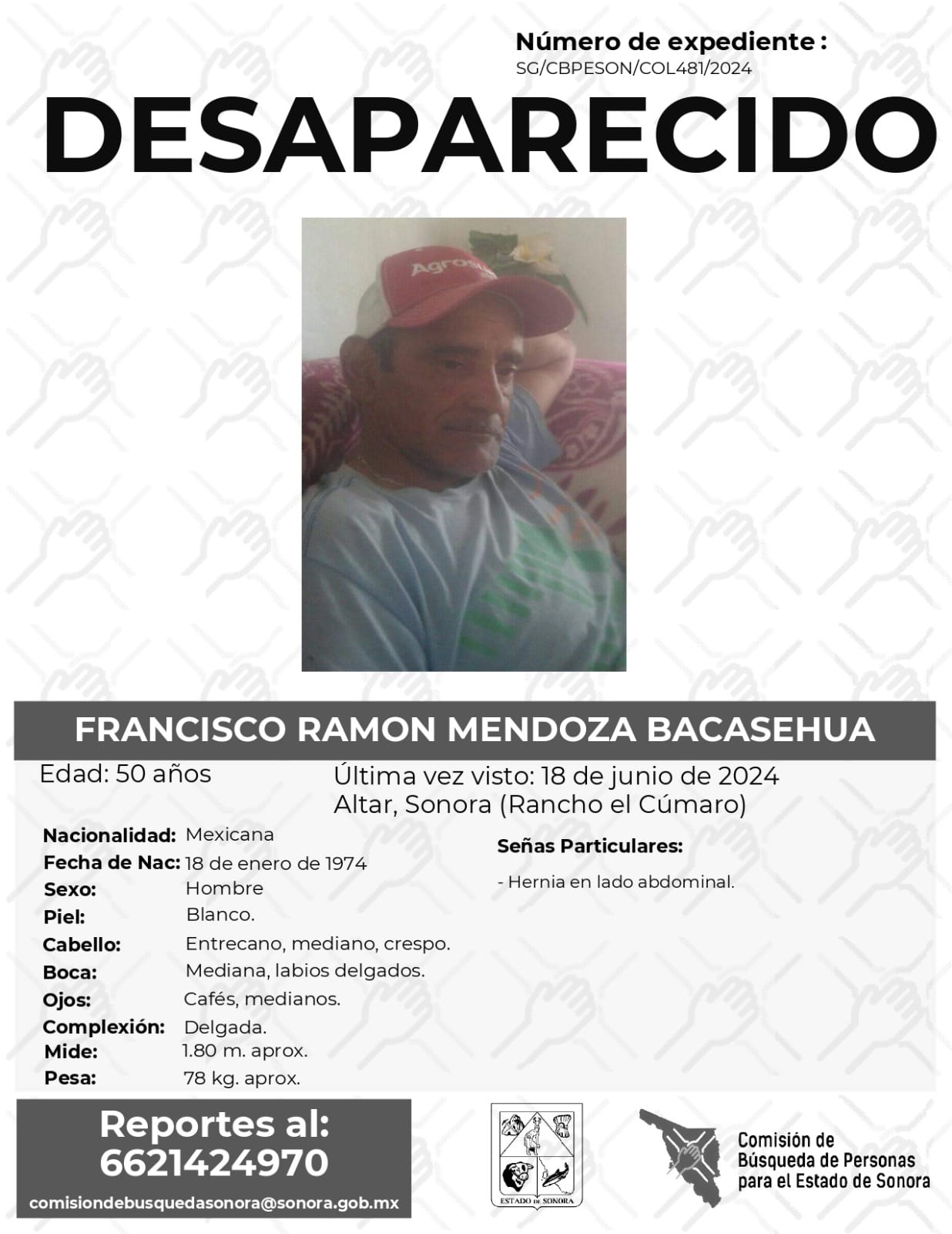 FRANCISCO RAMON MENDOZA BACASEHUA - DESAPARECIDO