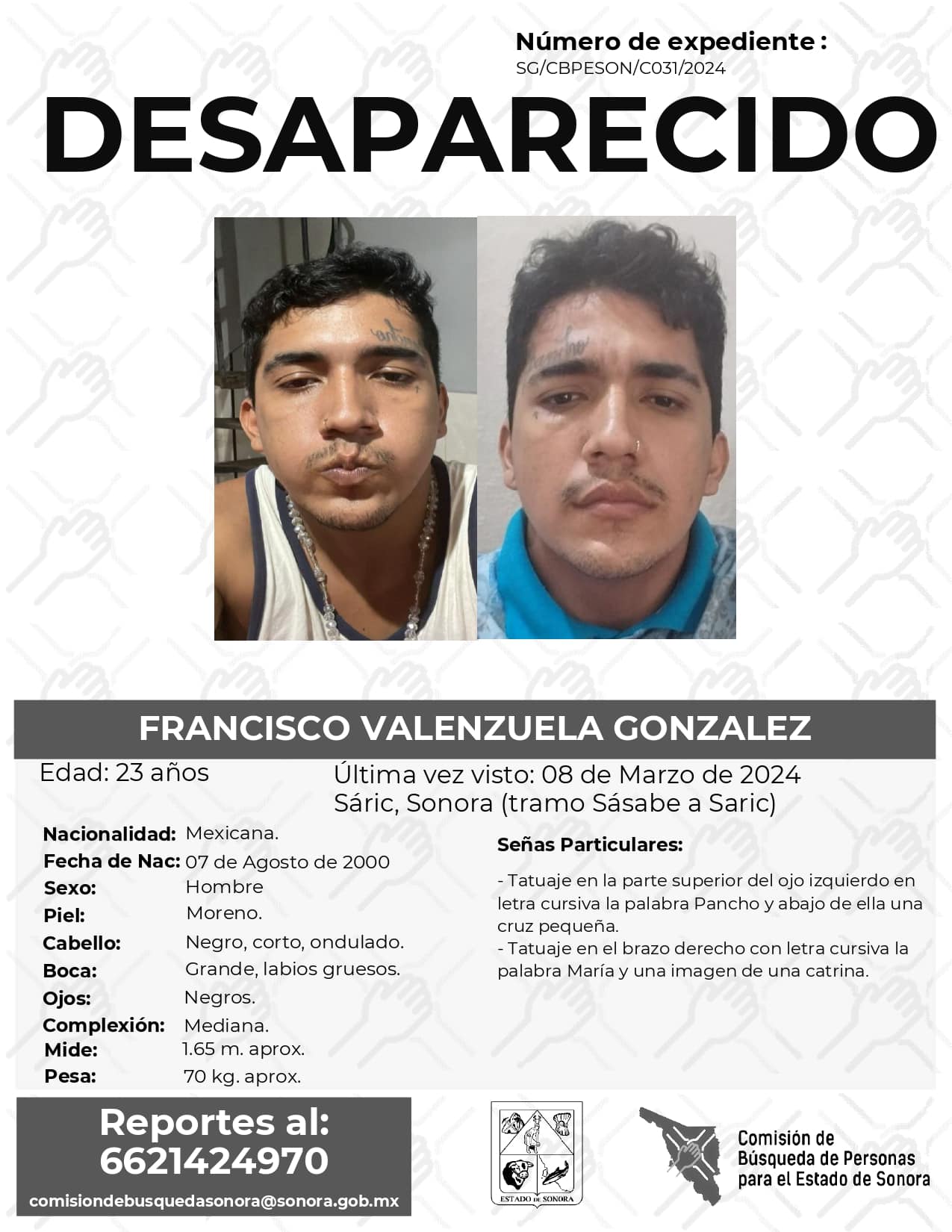 FRANCISCO VALENZUELA GONZALEZ - DESAPARECIDO