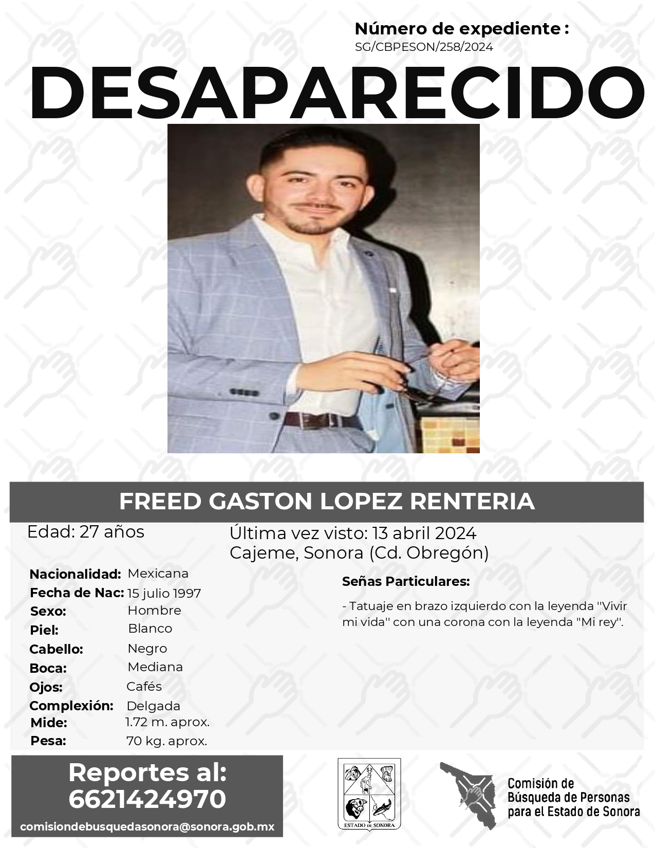 FREED GASTON LOPEZ RENTERIA - DESAPARECIDO