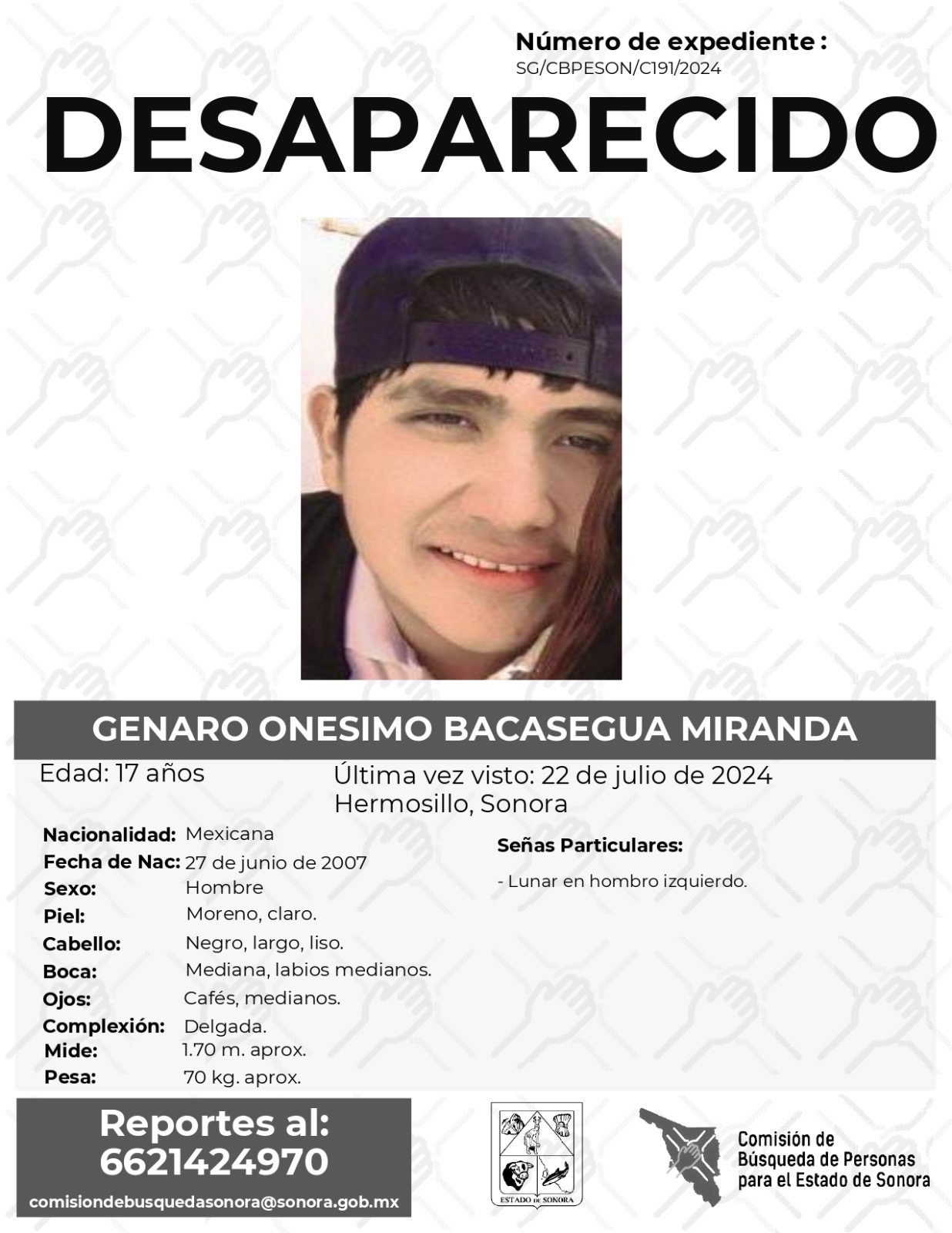 GENARO ONESIMO BACASEGUA MIRANDA - DESAPARECIDO