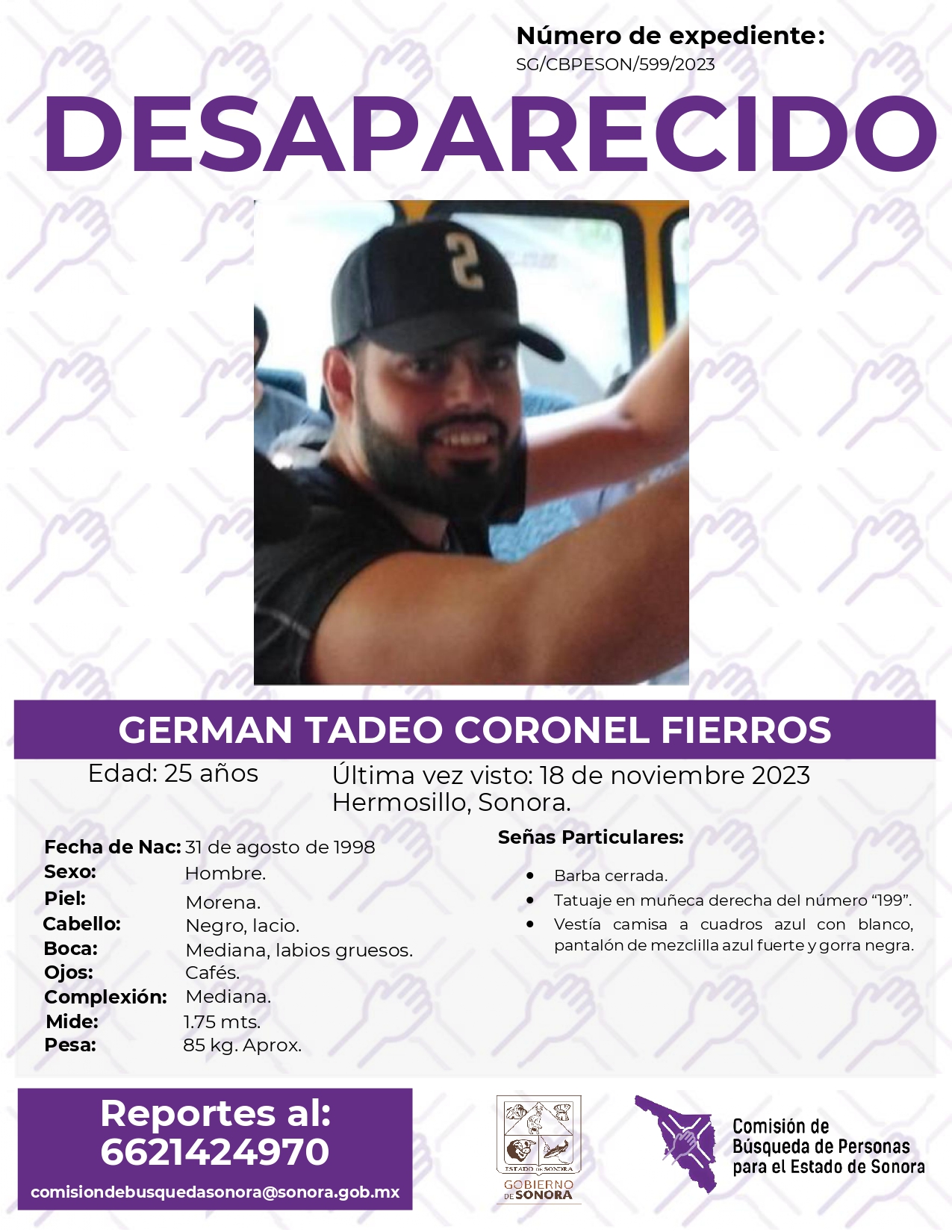 GERMAN TADEO CORONEL FIERROS - DESAPARECIDO