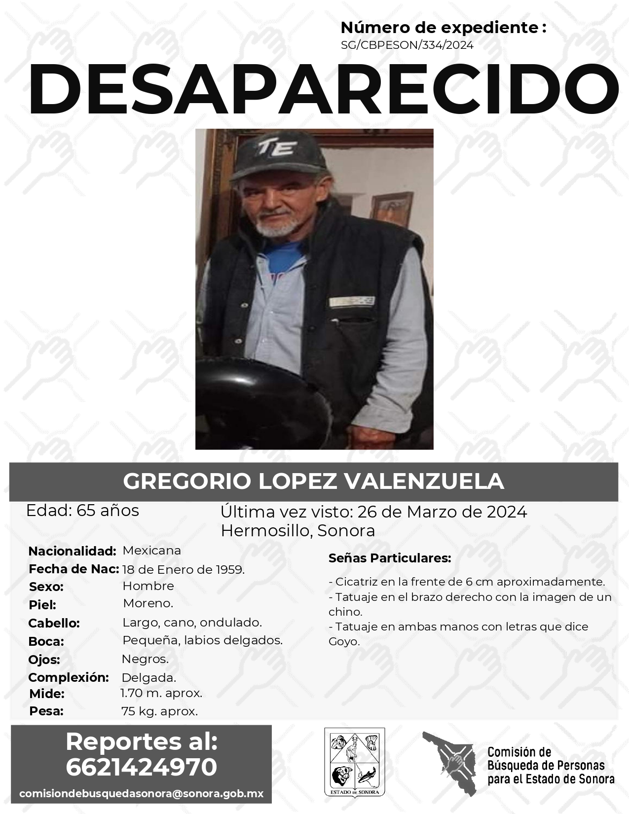 GREGORIO LOPEZ VALENZUELA - DESAPARECIDO