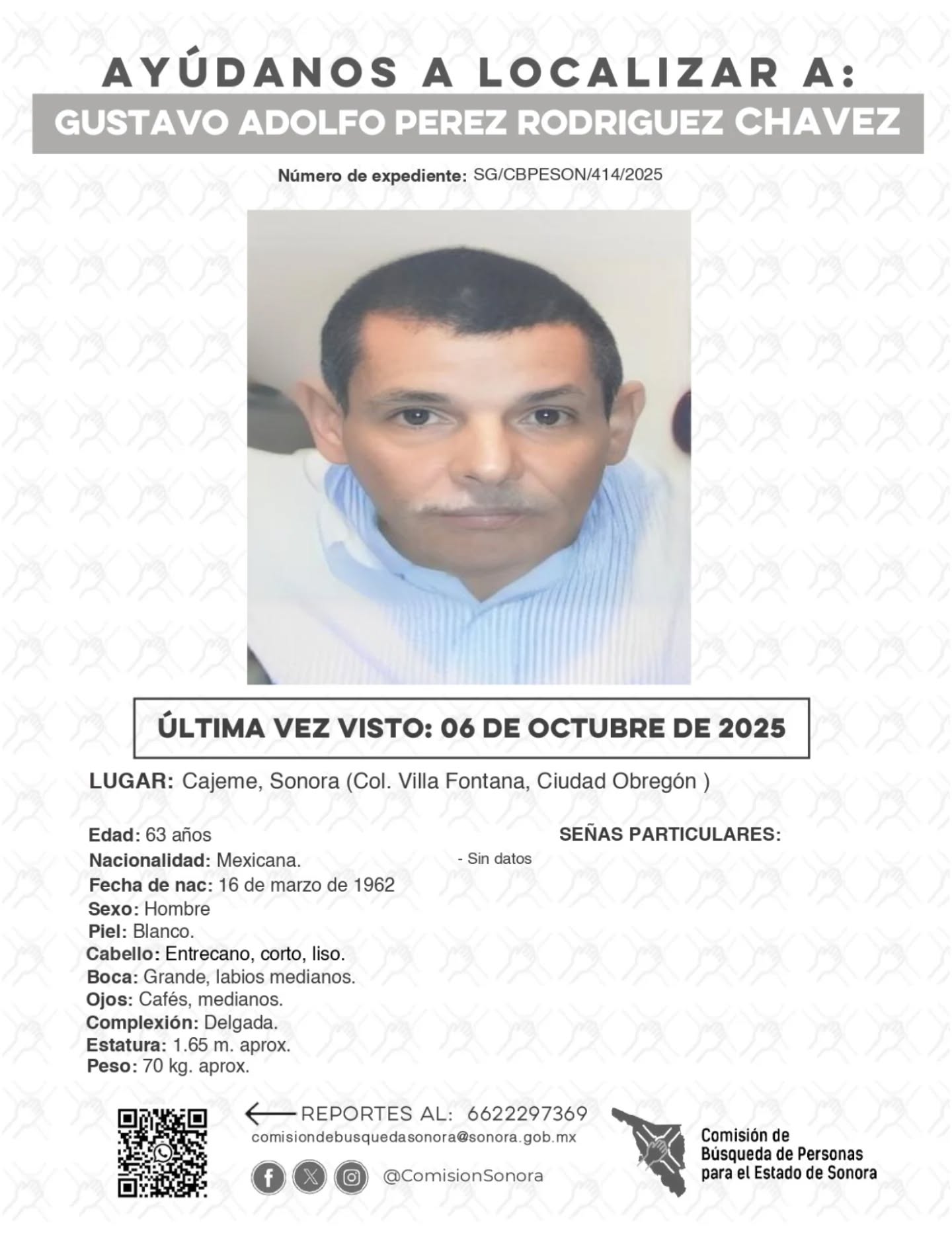 GUSTAVO ADOLFO PEREZ RODRIGUEZ CHAVEZ - DESAPARECIDO