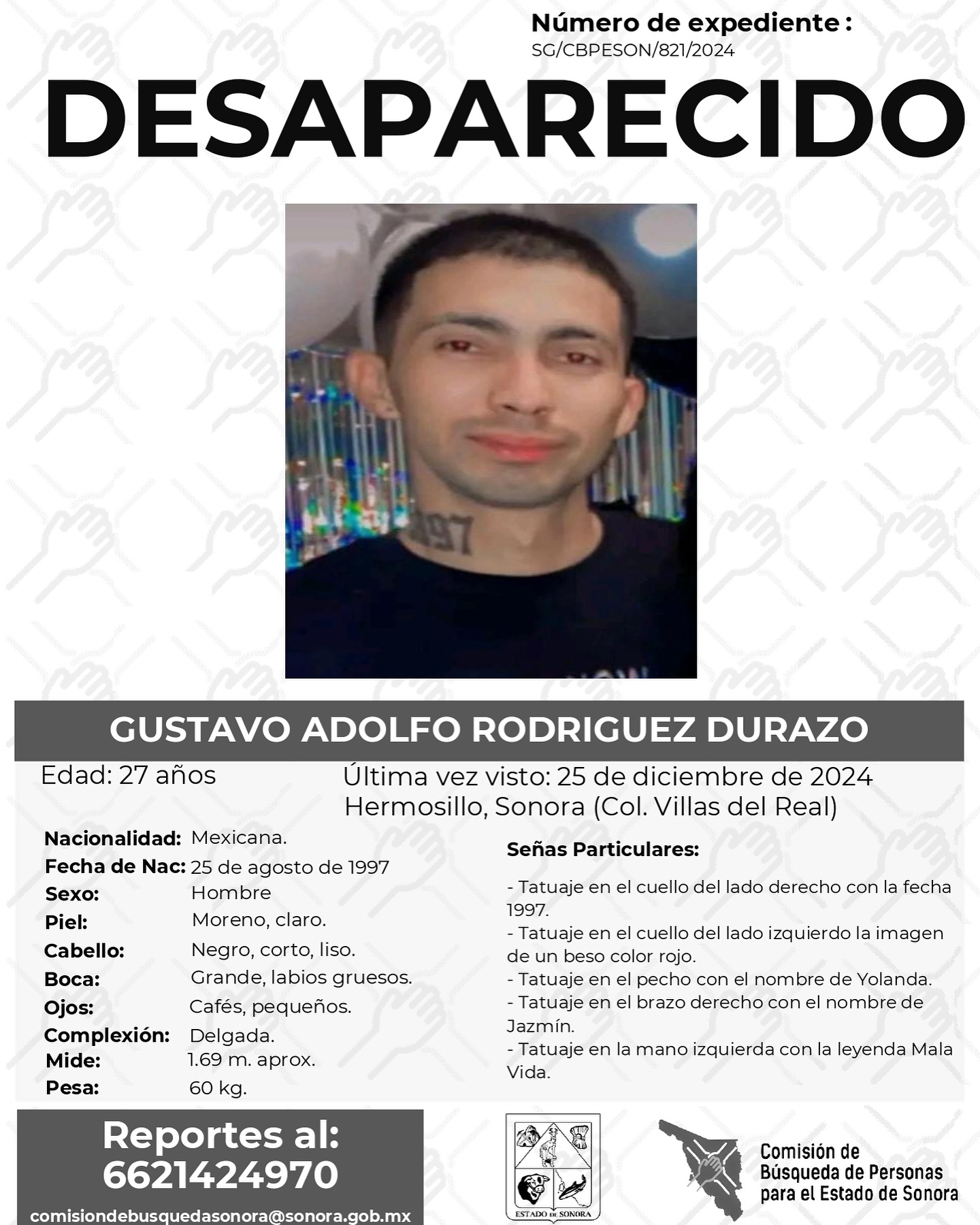 GUSTAVO ADOLFO RODRIGUEZ DURAZO - DESAPARECIDO