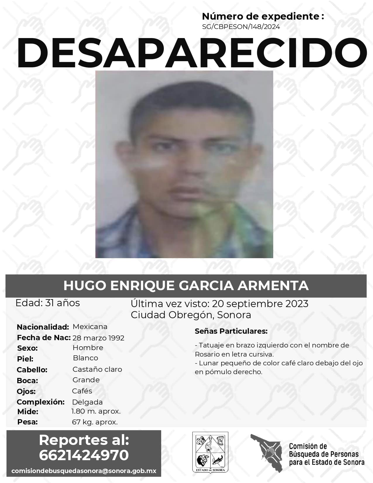 HUGO ENRIQUE GARCIA ARMENTA - DESAPARECIDO