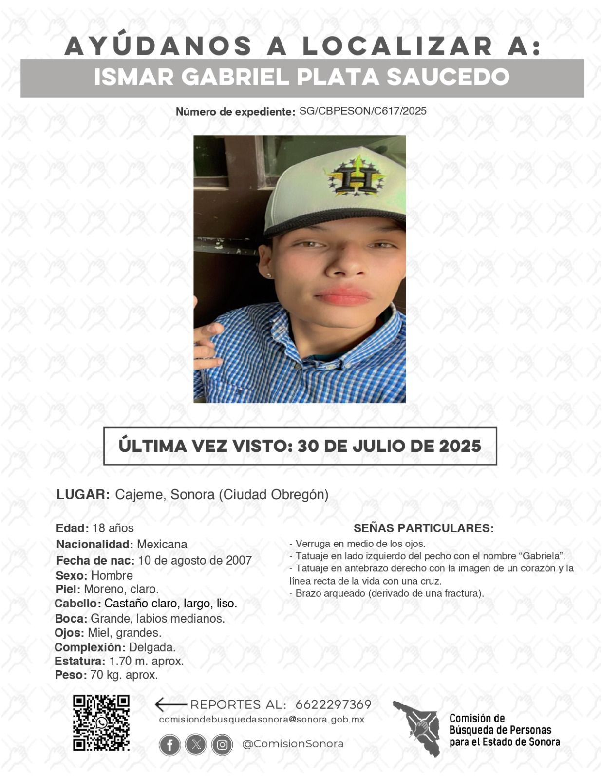 ISMAR GABRIEL PLATA SAUCEDO - DESAPARECIDO