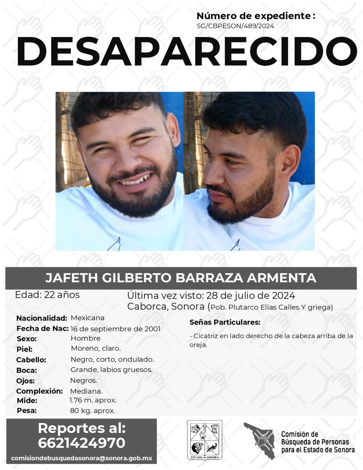JAFETH GILBERTO BARRAZA ARMENTA - DESAPARECIDO