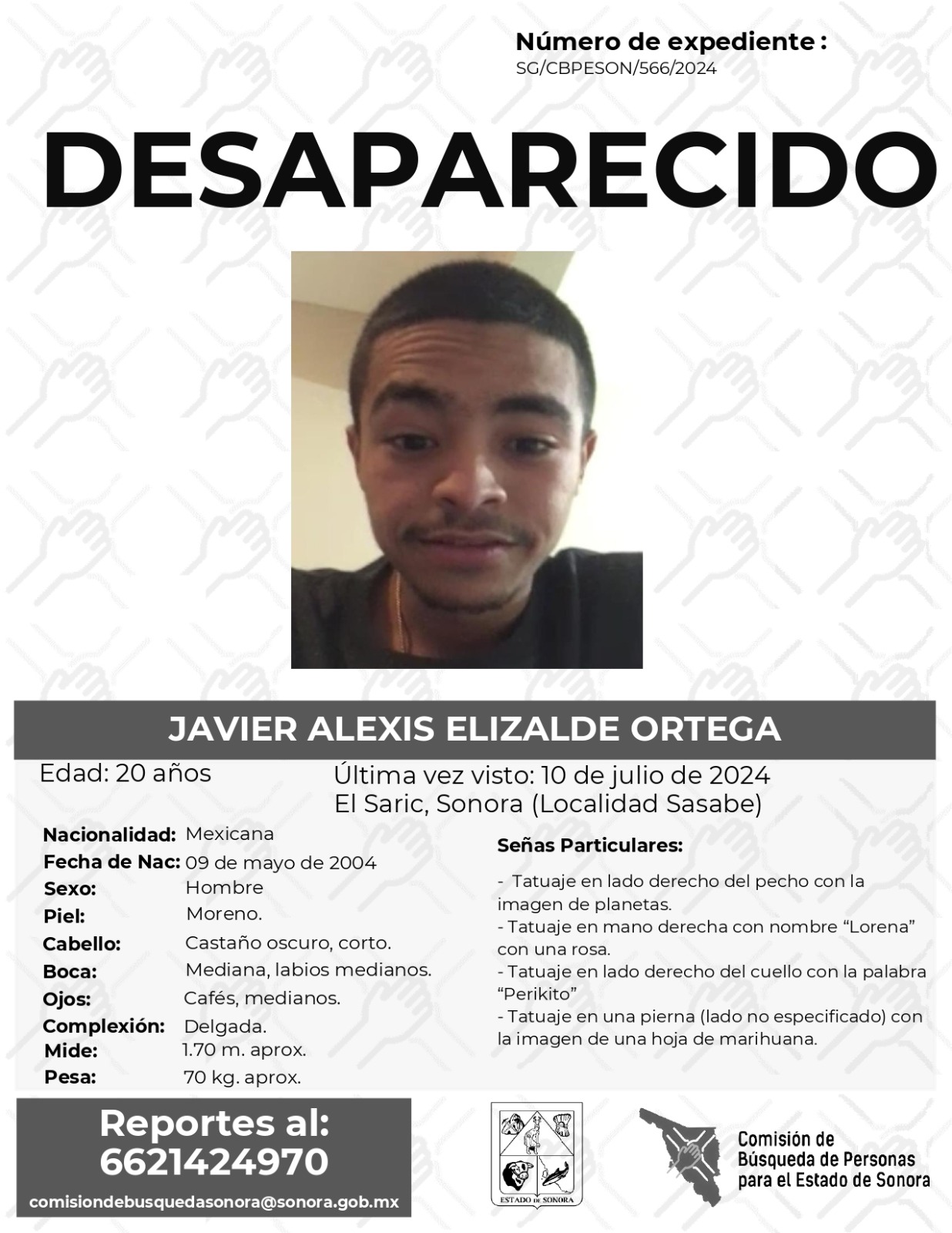 JAVIER ALEXIS ELIZALDE ORTEGA - DESAPARECIDO