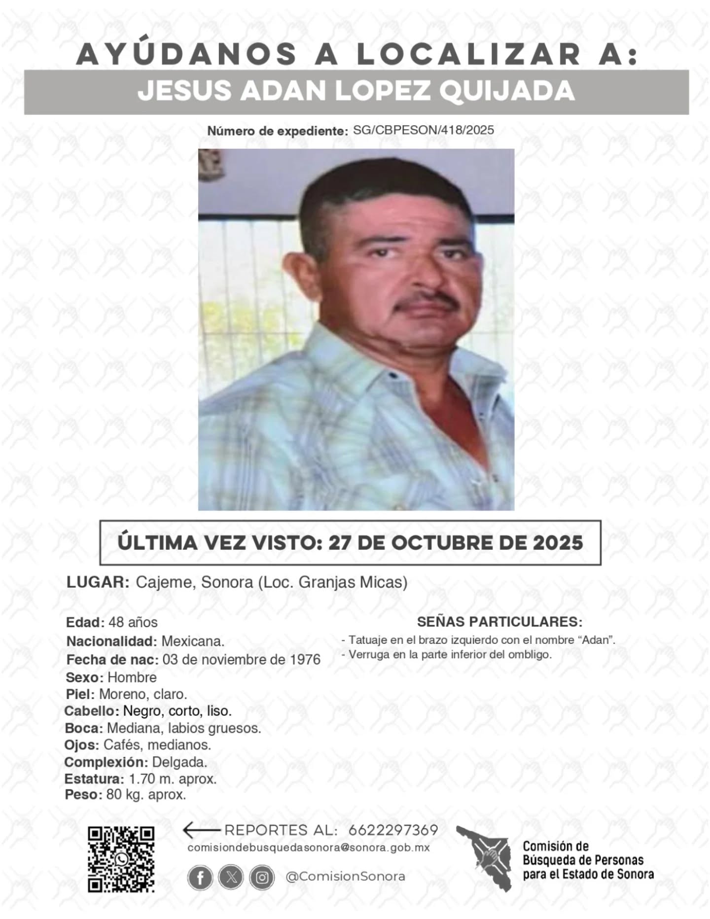 JESUS ADAN LOPEZ QUIJADA - DESAPARECIDO