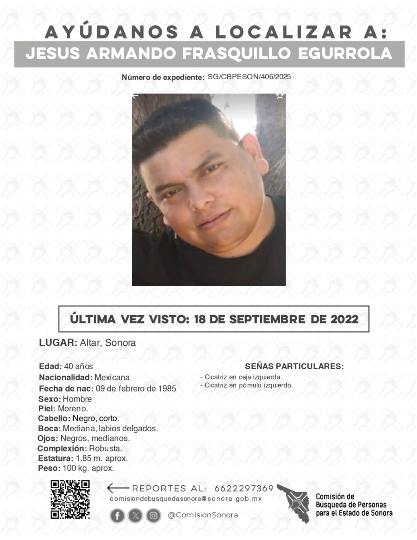 JESUS ARMANDO FRASQUILLO EGURROLA - DESAPARECIDO