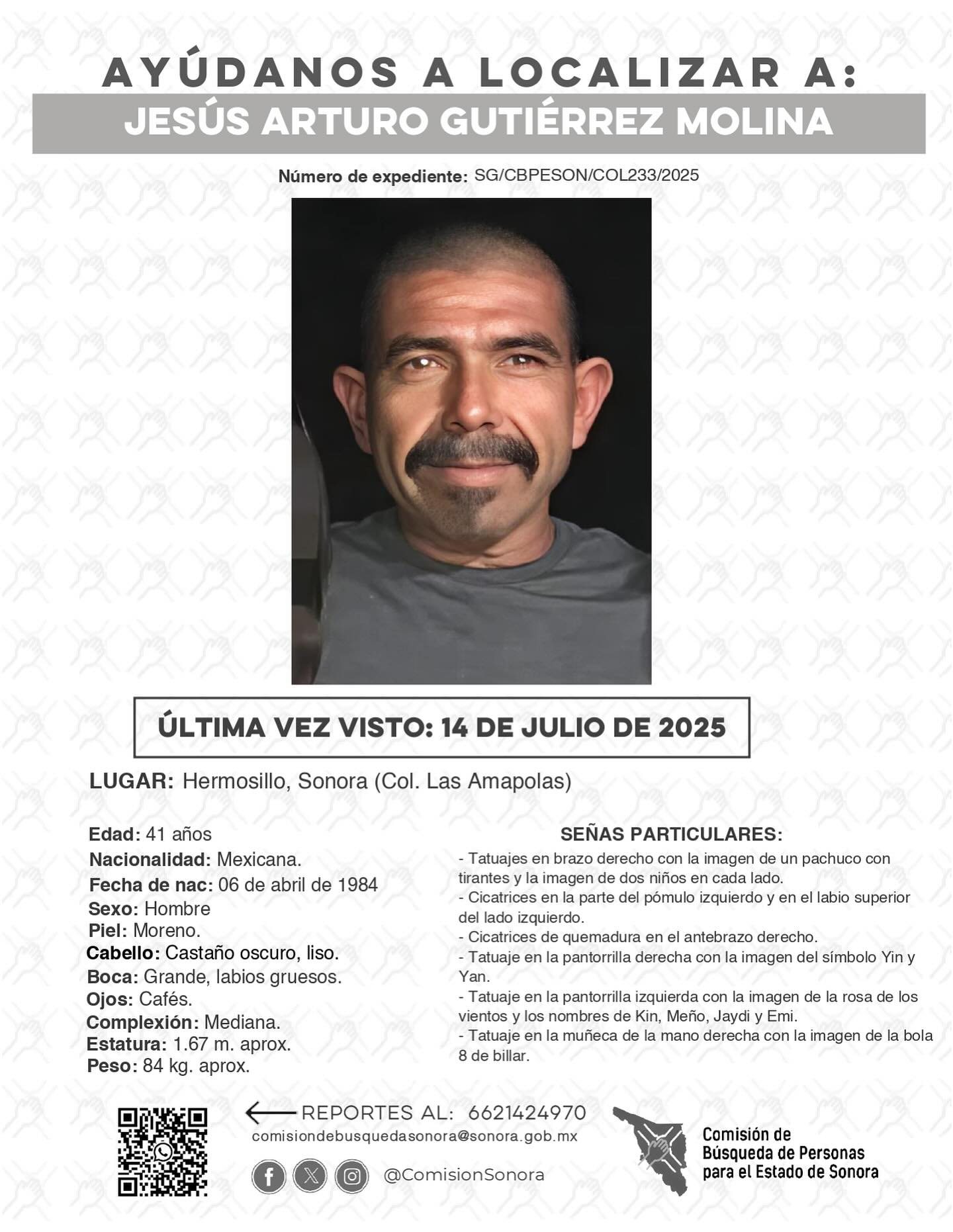 JESUS ARTURO GUTIERREZ MOLINA - DESAPARECIDO