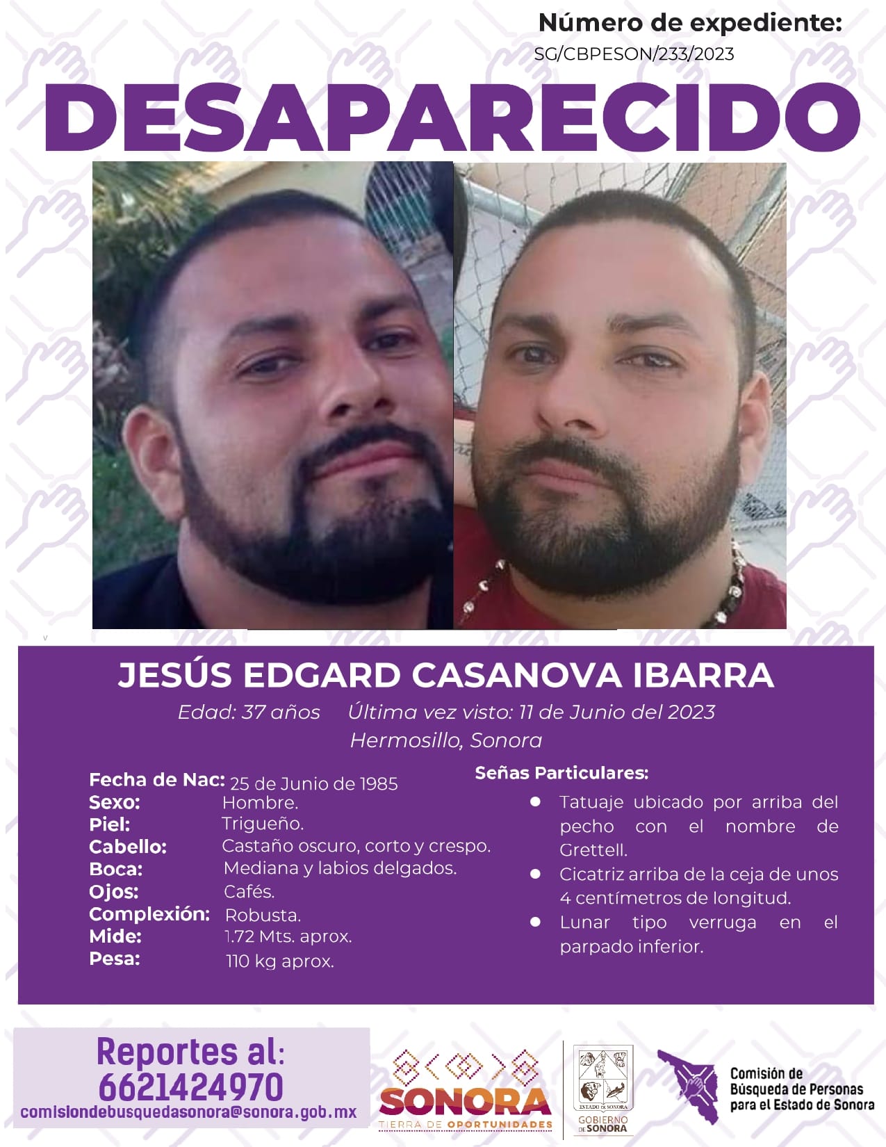 JESUS EDGARD CASANOVA IBARRA - DESAPARECIDO