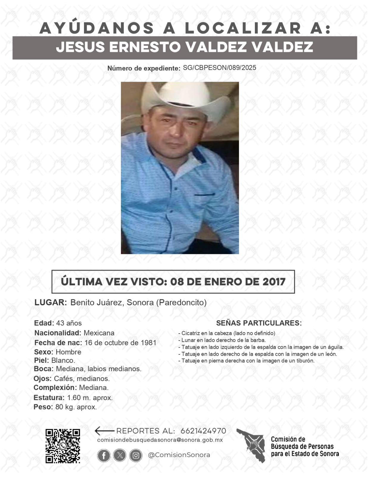 JESUS ERNESTO VALDEZ VALDEZ - DESAPARECIDO