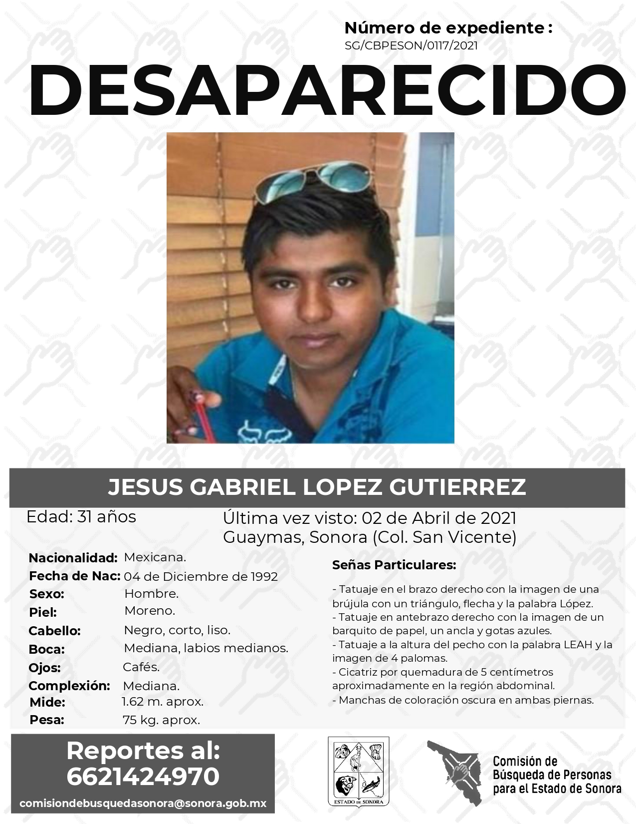 JESUS GABRIEL LOPEZ GUTIERREZ - DESAPARECIDO