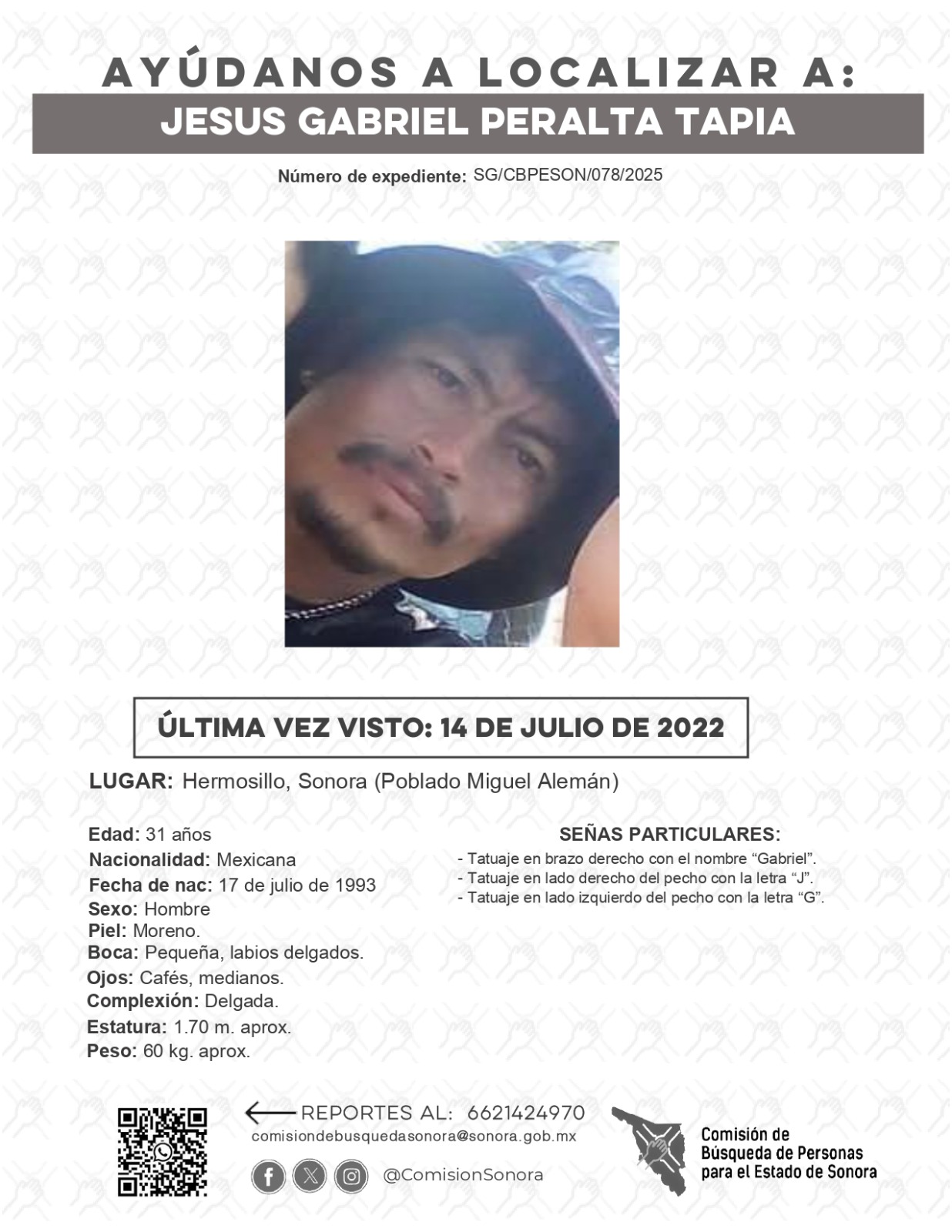 JESUS GABRIEL PERALTA TAPIA - DESAPARECIDO
