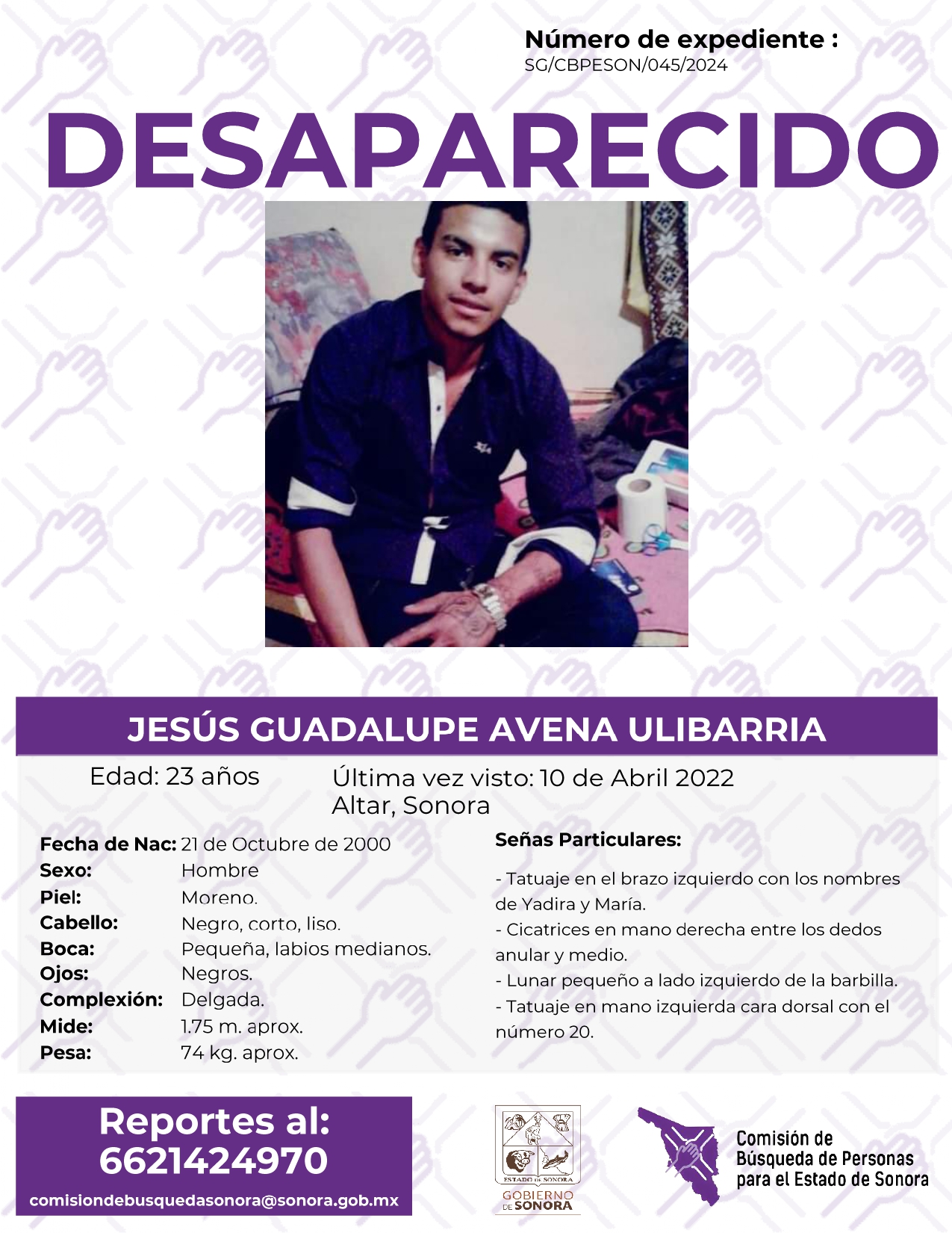 JESÚS GUADALUPE AVENA ULIBARRIA - DESAPARECIDO