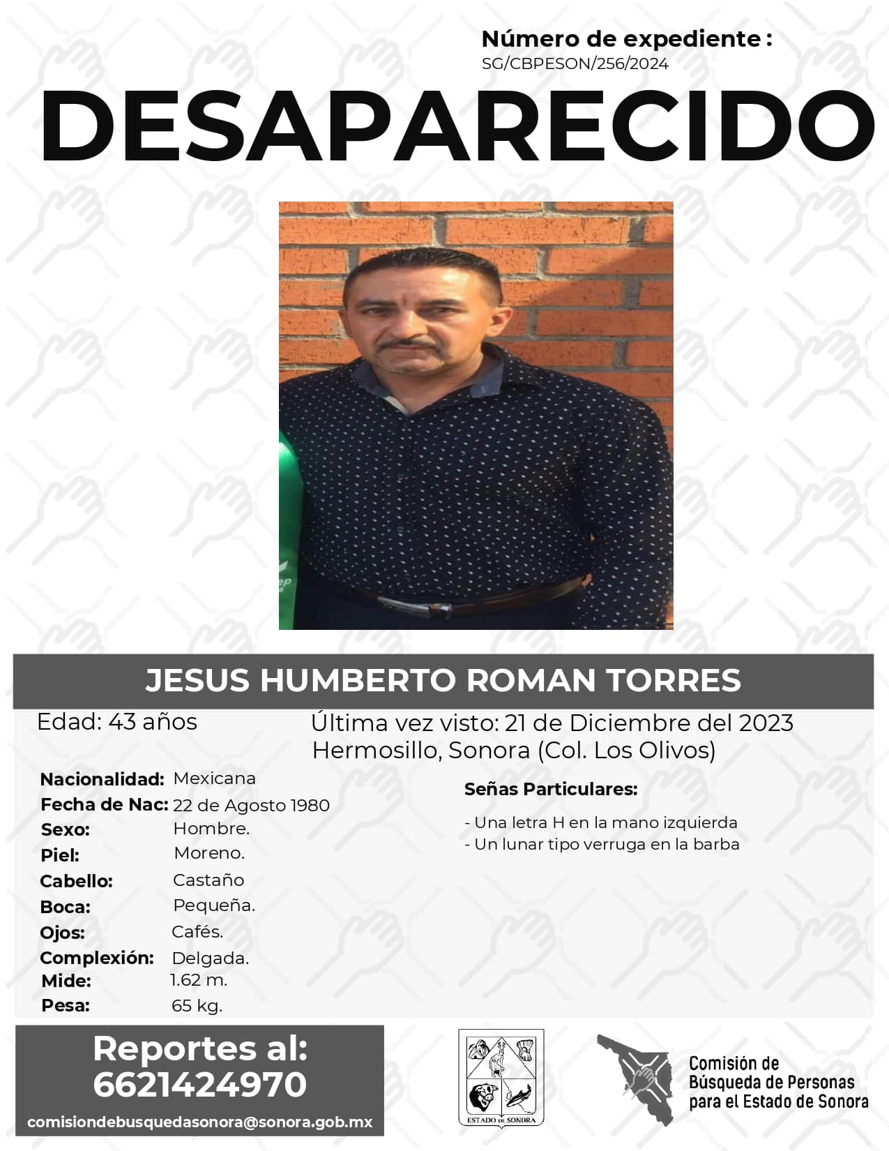 Comisión De Búsqueda De Personas Para El Estado De Sonora Jesus Humberto Roman Torres