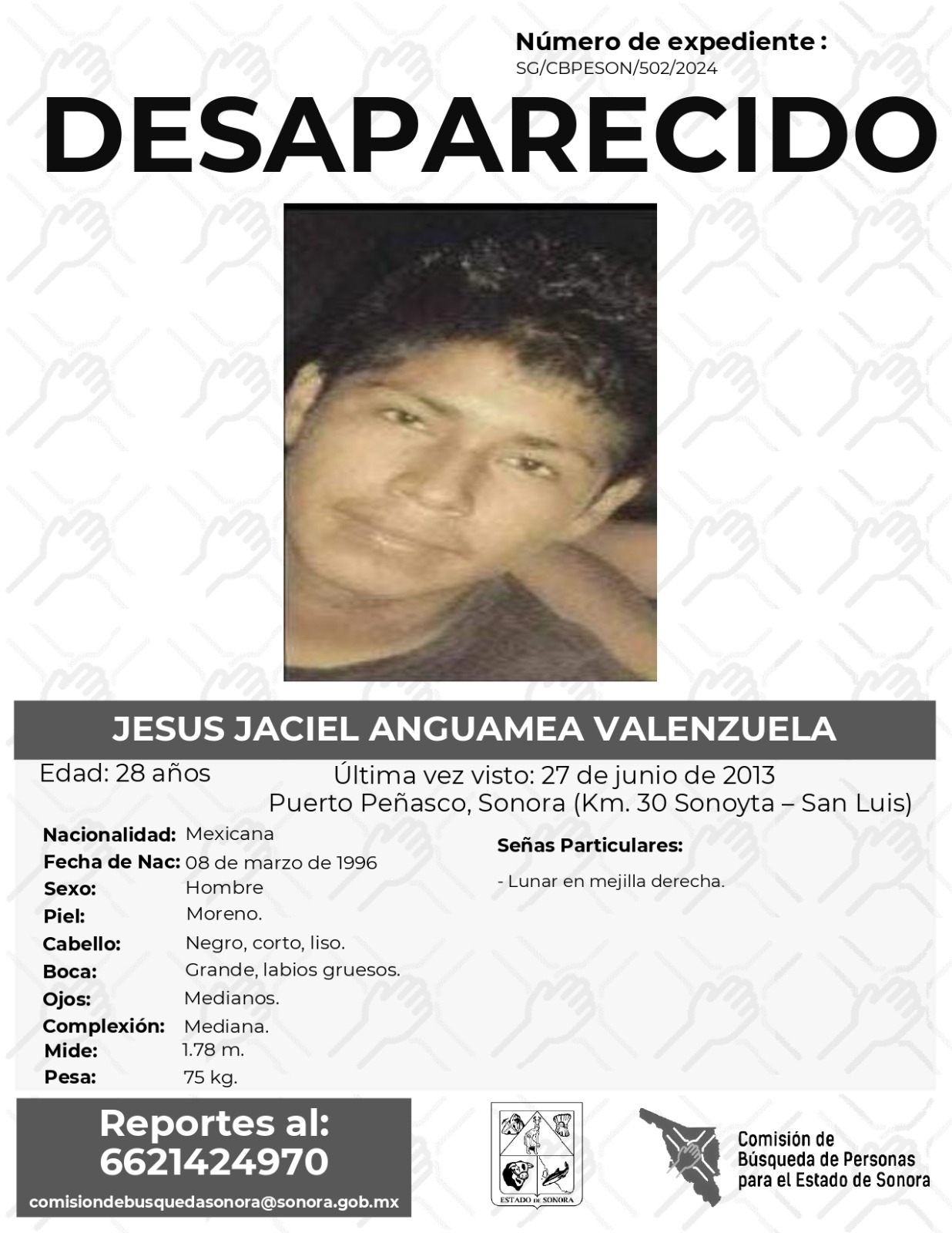 JESUS JACIEL ANGUAMEA VALENZUELA - DESAPARECIDO