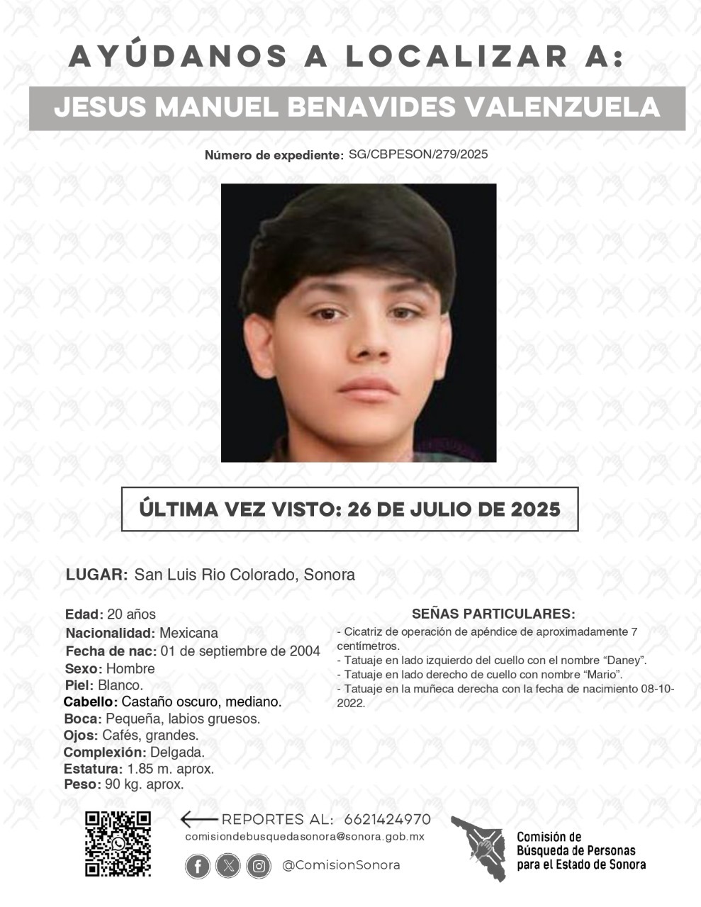 JESUS MANUEL BENAVIDES VALENZUELA - DESAPARECIDO
