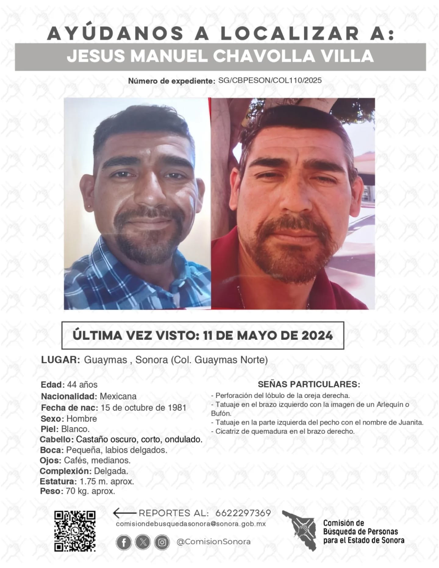 JESUS MANUEL CHAVOLLA VILLA - DESAPARECIDO