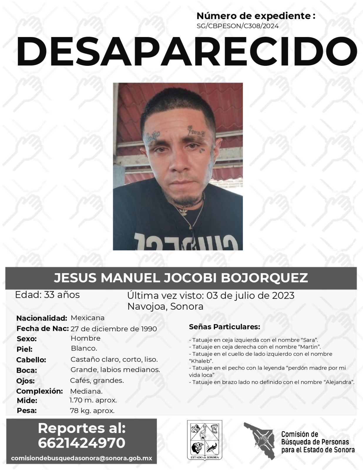 JESUS MANUEL JOCOBI BOJORQUEZ - DESAPARECIDO