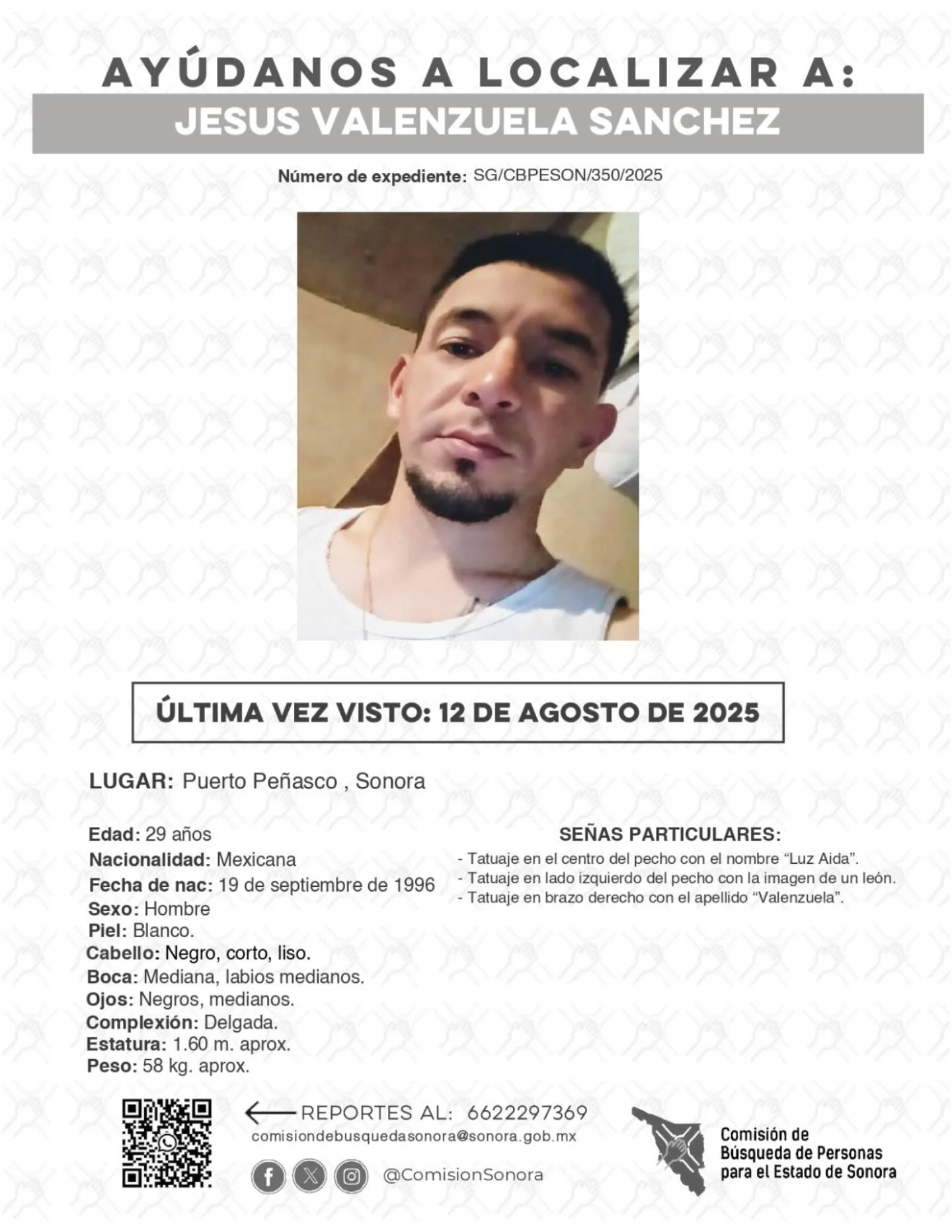 JESUS VALENZUELA SANCHEZ - DESAPARECIDO