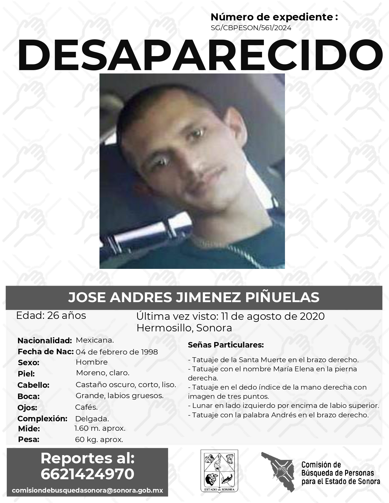 JOSE ANDRES JIMENEZ PIÑUELAS - DESAPARECIDO