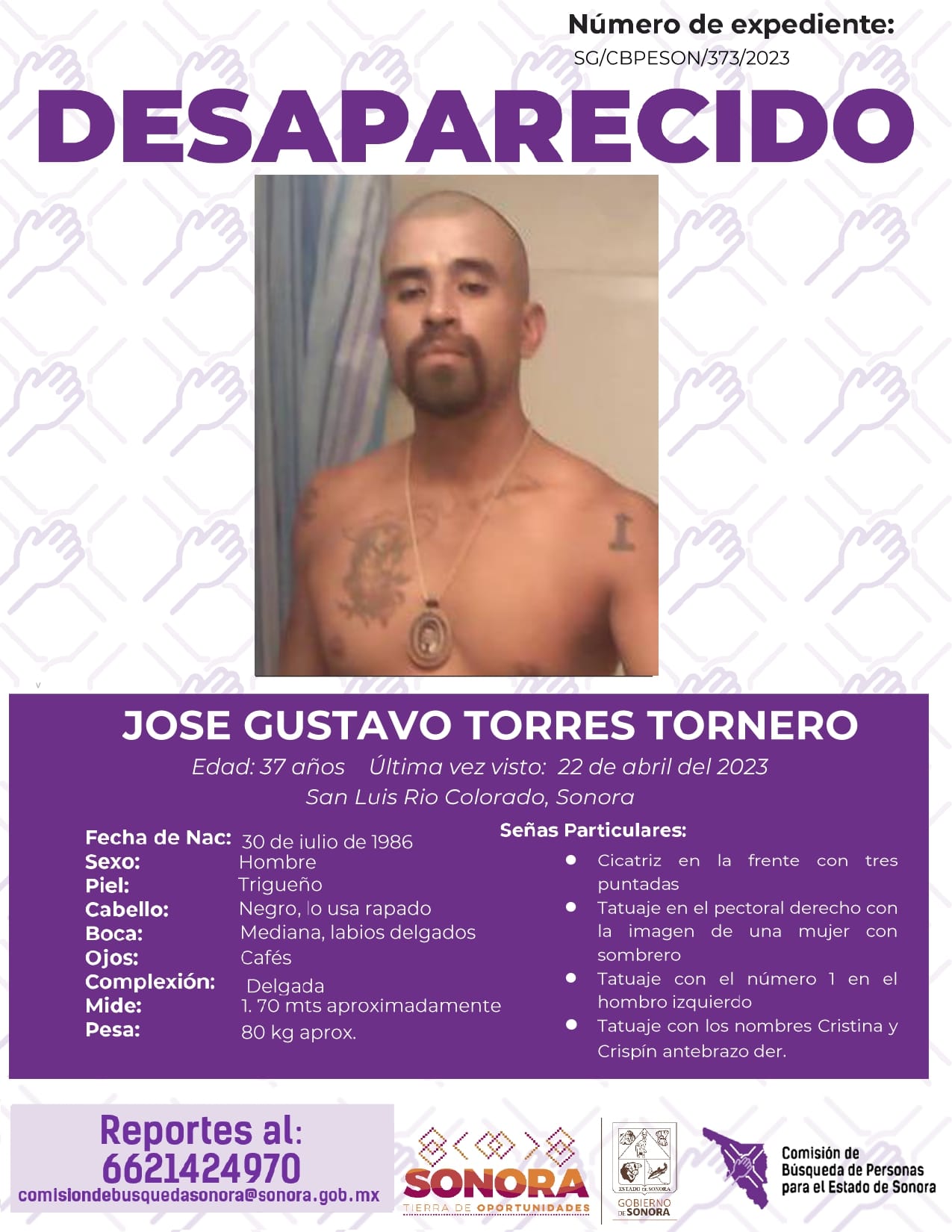 JOSE GUSTAVO TORRES TORNERO - DESAPARECIDO