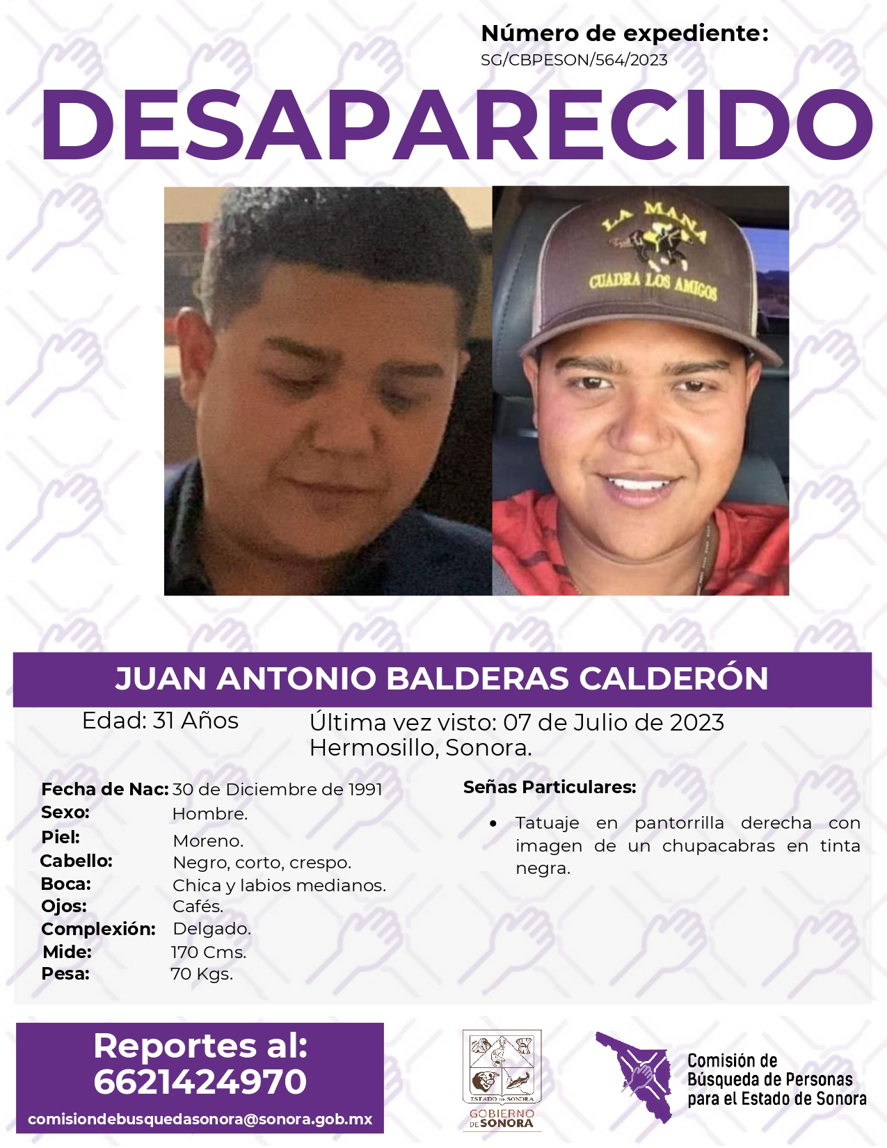 JUAN ANTONIO BALDERAS CALDERÓN - DESAPARECIDO