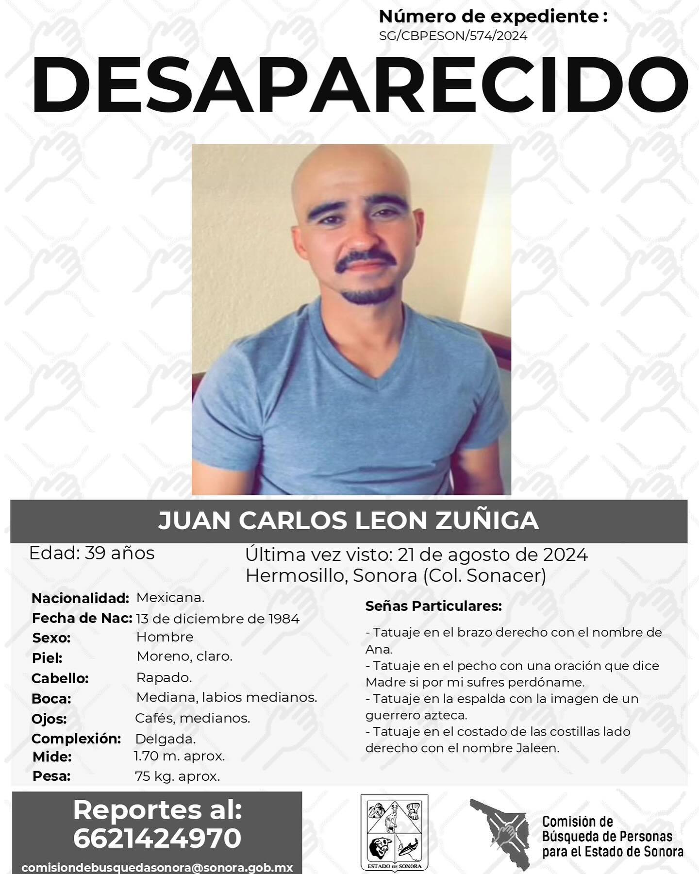 JUAN CARLOS LEON ZUÑIGA - DESAPARECIDO