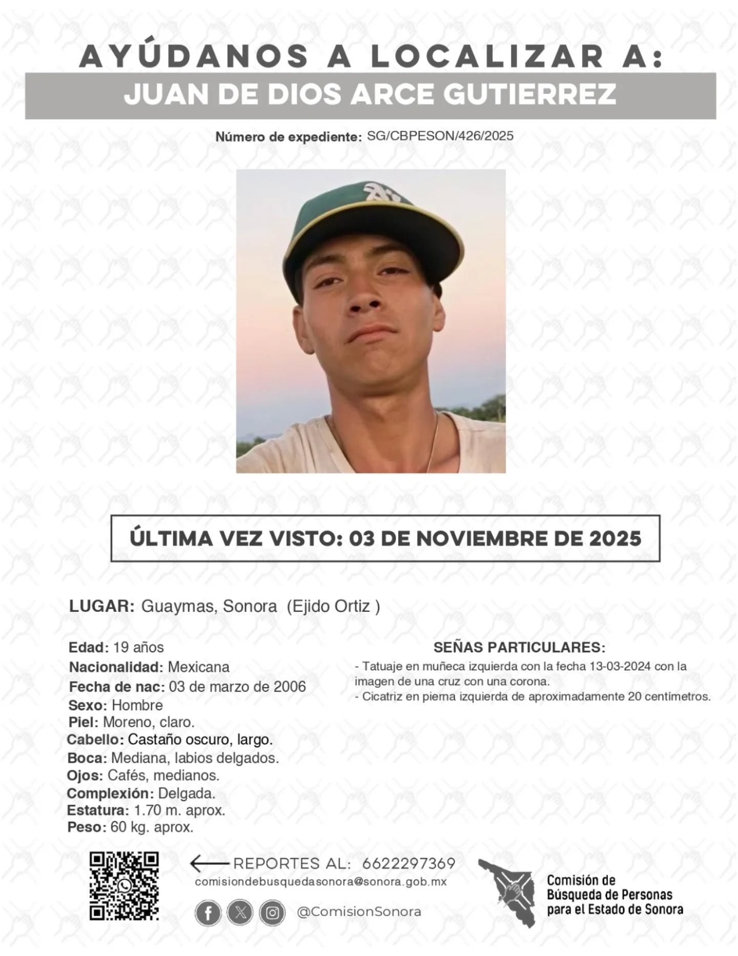 JUAN DE DIOS ARCE GUTIERREZ - DESAPARECIDO