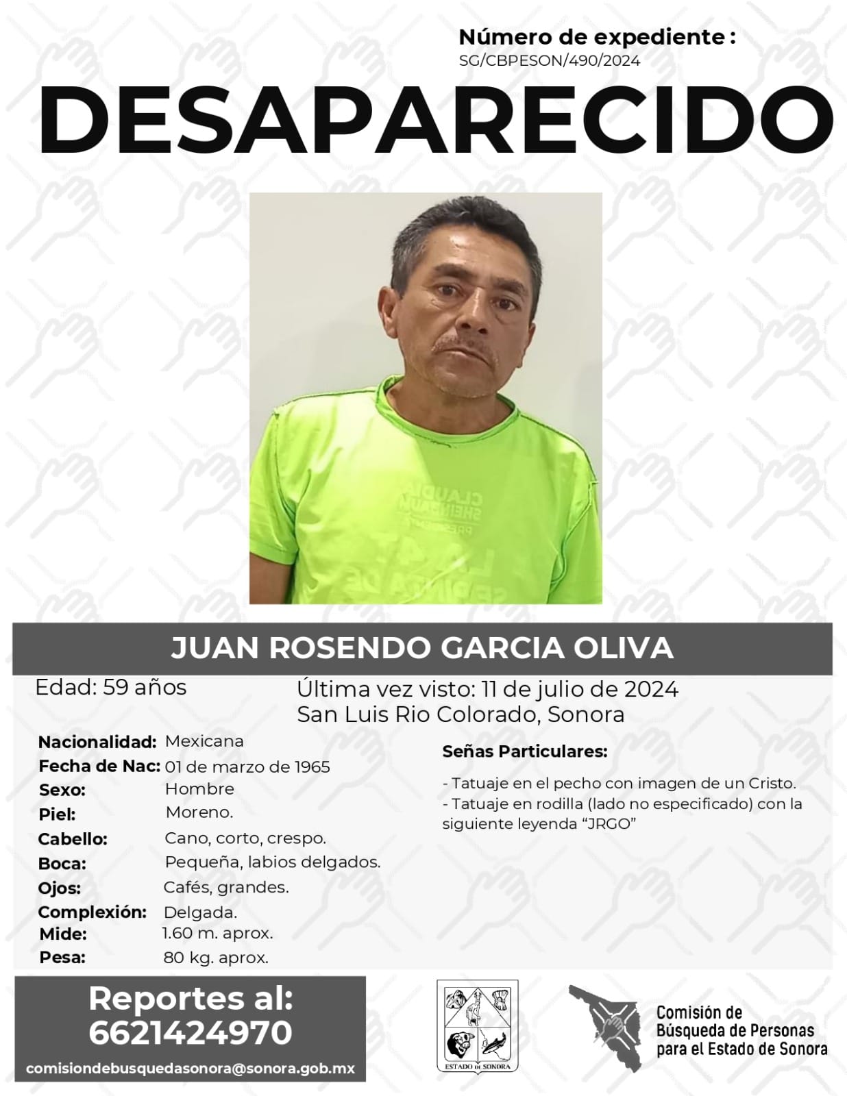 JUAN ROSENDO GARCIA OLIVA - DESAPARECIDO