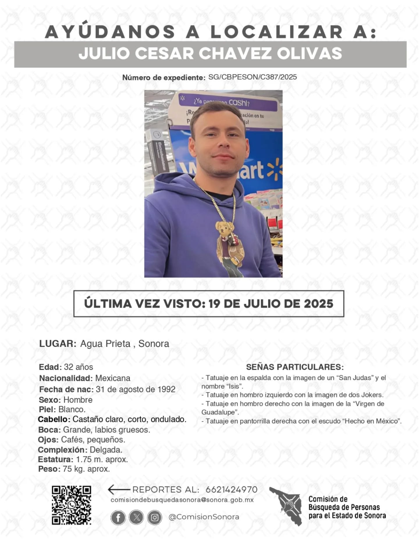 JULIO CESAR CHAVEZ OLIVAS - DESAPARECIDO