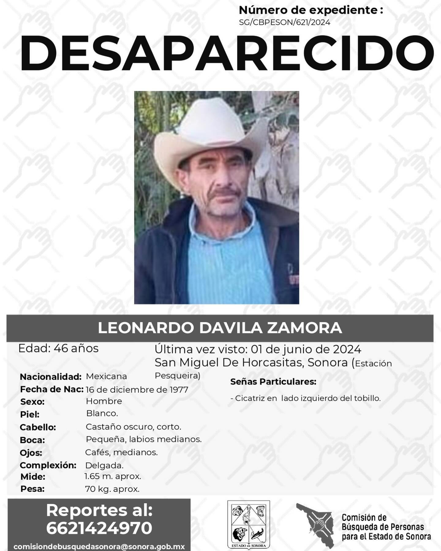 LEONARDO DAVILA ZAMORA - DESAPARECIDO