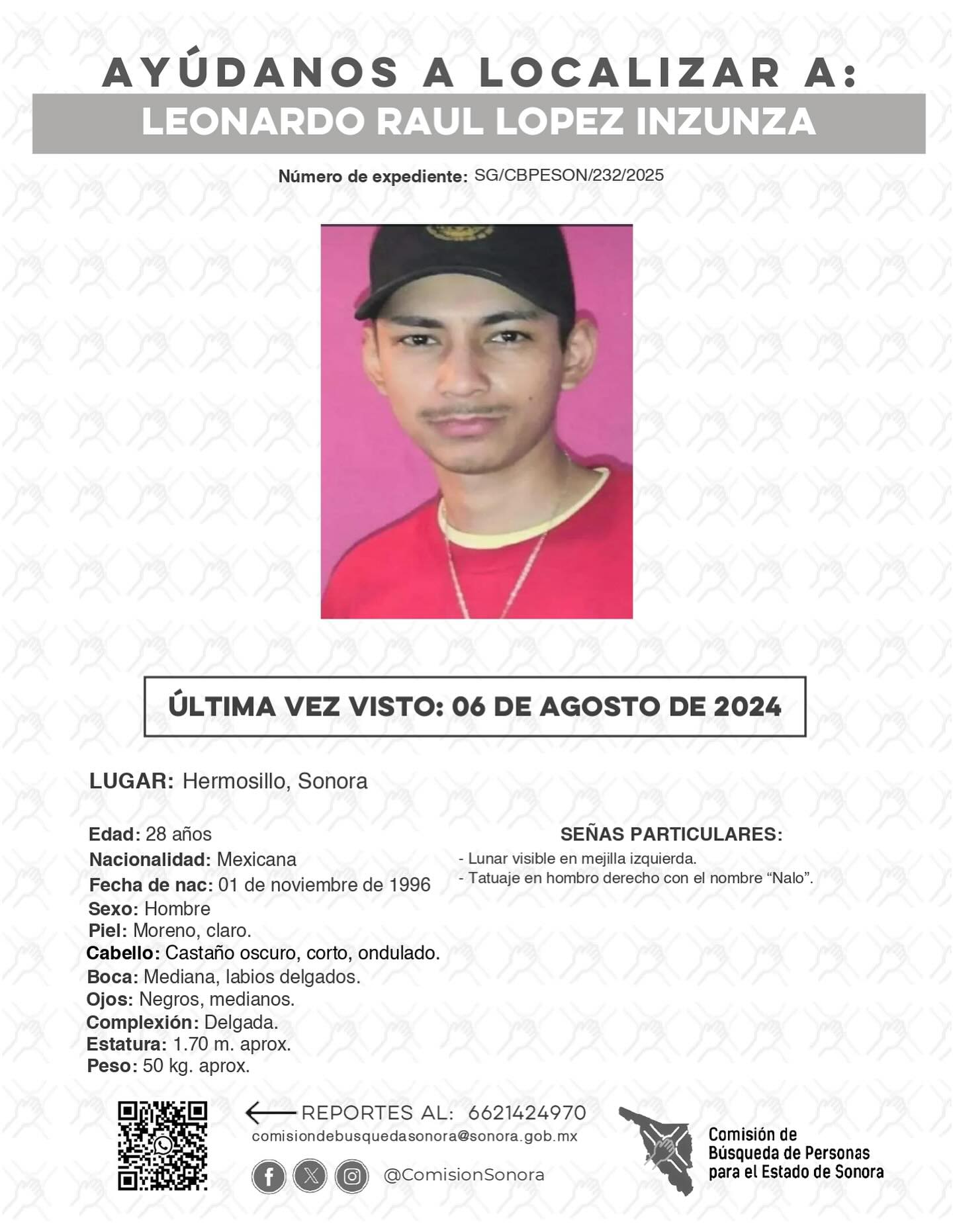 LEONARDO RAUL LOPEZ INZUNZA - DESAPARECIDO