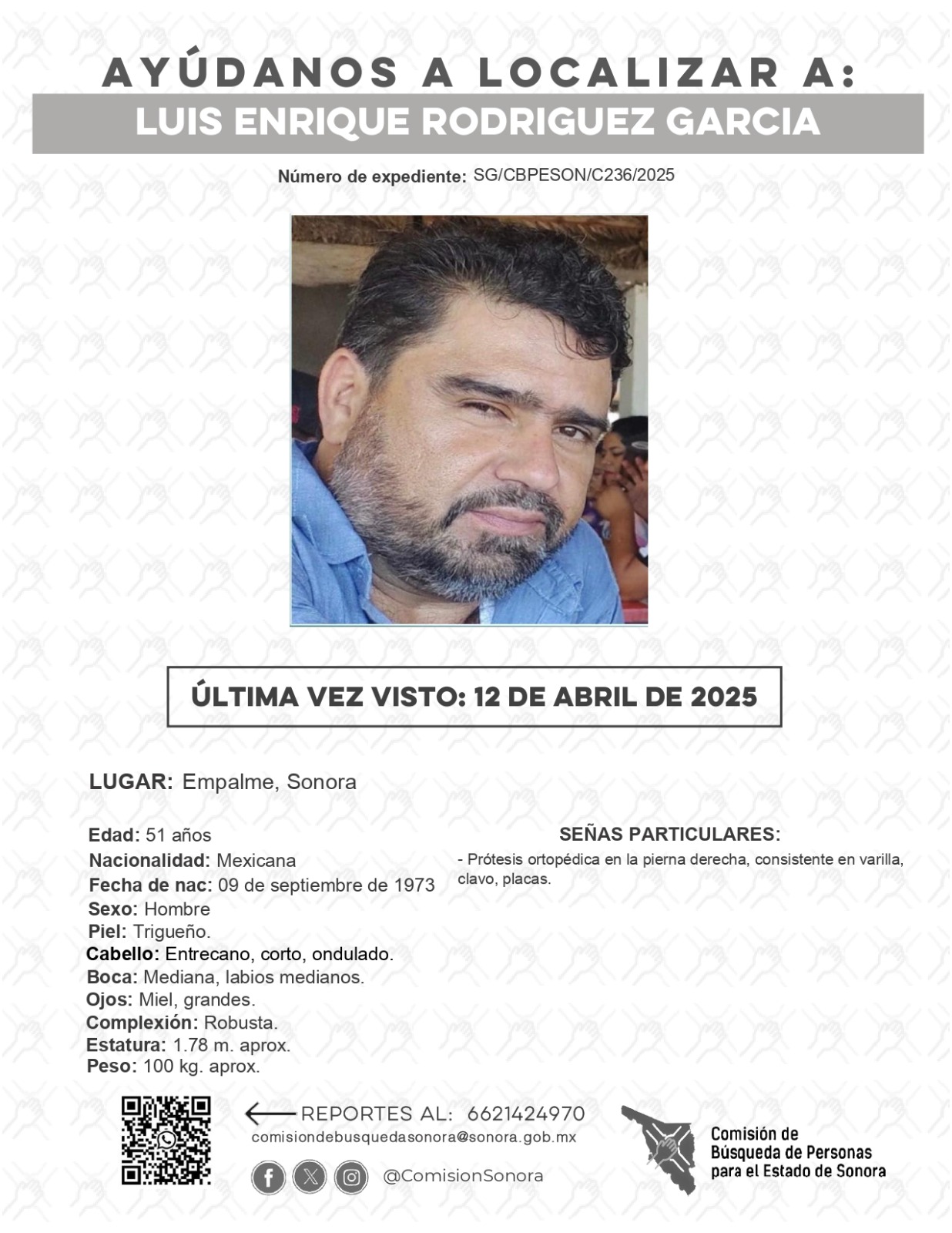 LUIS ENRIQUE RODRIGUEZ GARCIA - DESAPARECIDO