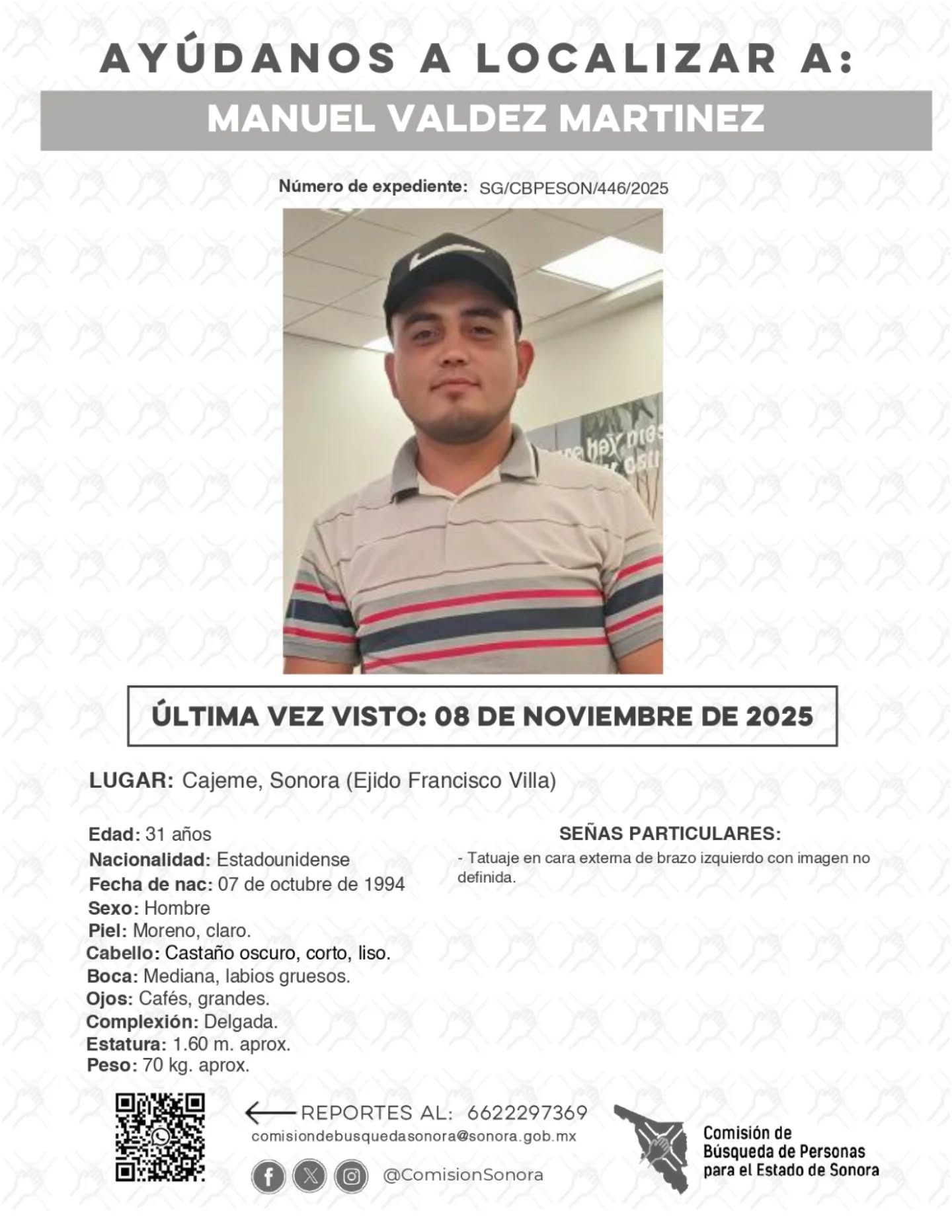 MANUEL VALDEZ MARTINEZ - DESAPARECIDO