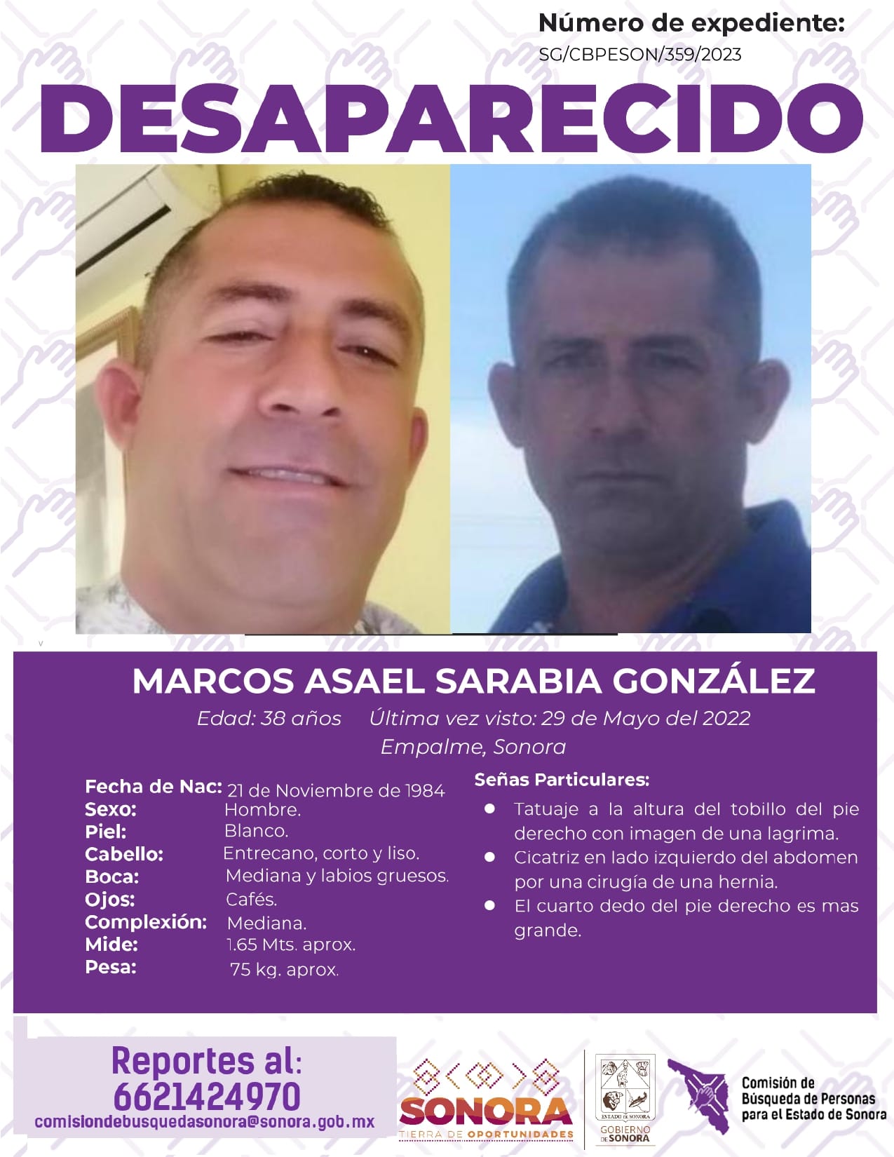 MARCOS ASAEL SARABIA GONZALEZ - DESAPARECIDO