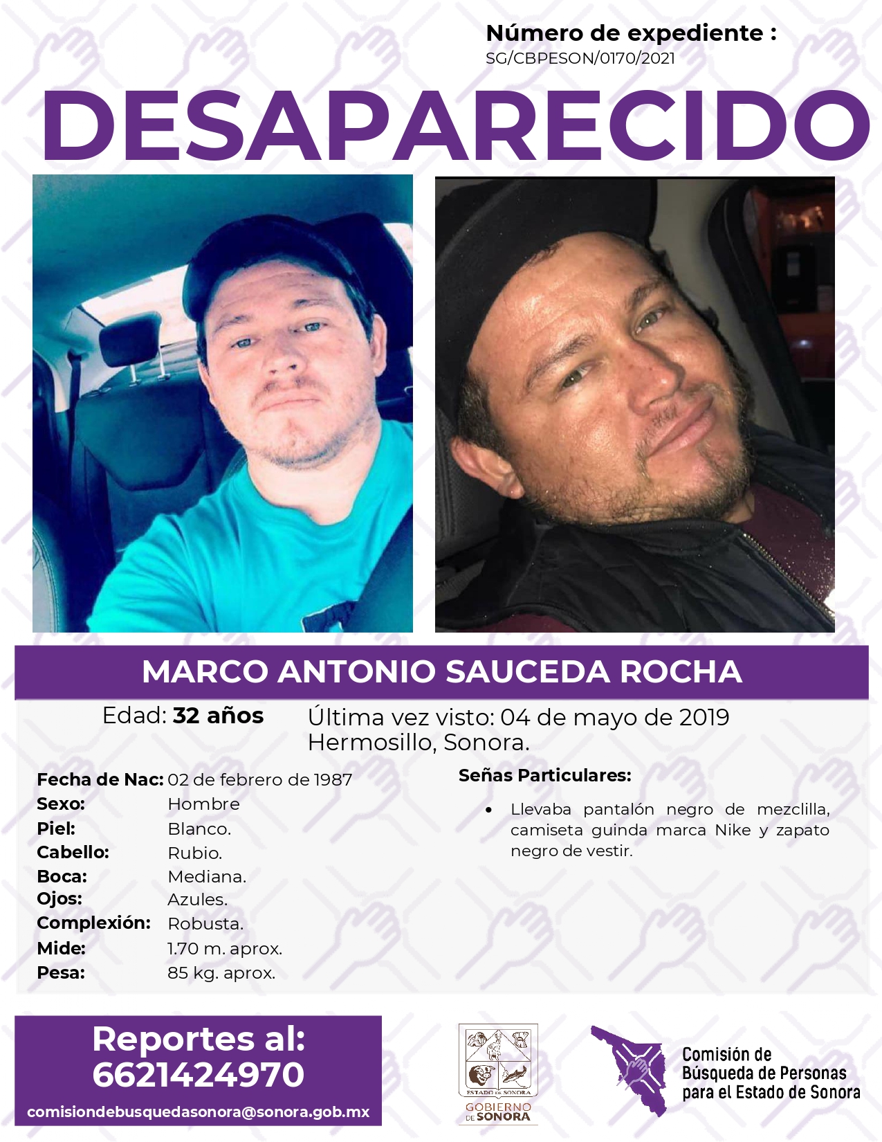 MARCO ANTONIO SAUCEDA ROCHA - DESAPARECIDO