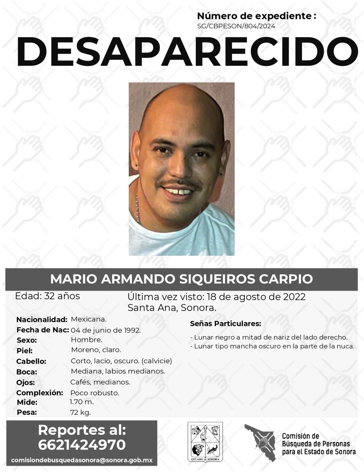 MARIO ALEJANDRO SIQUEIROS CARPIO - DESAPARECIDO