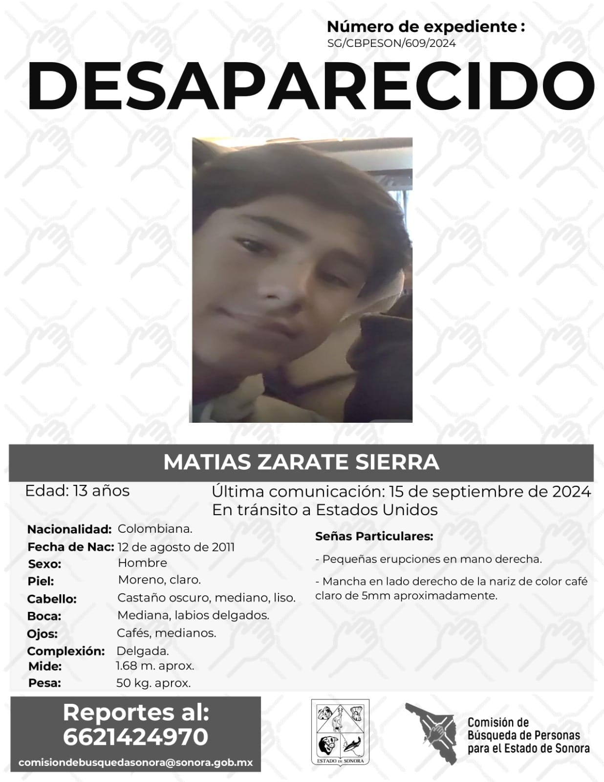 MATIAS ZARATE SIERRA - DESAPARECIDO