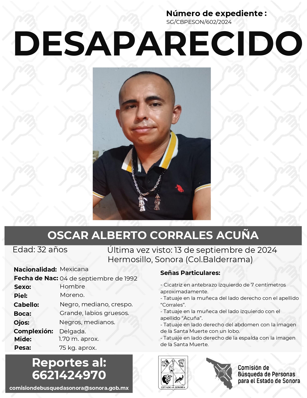 OSCAR ALBERTO CORRALES ACUÑA - DESAPARECIDO