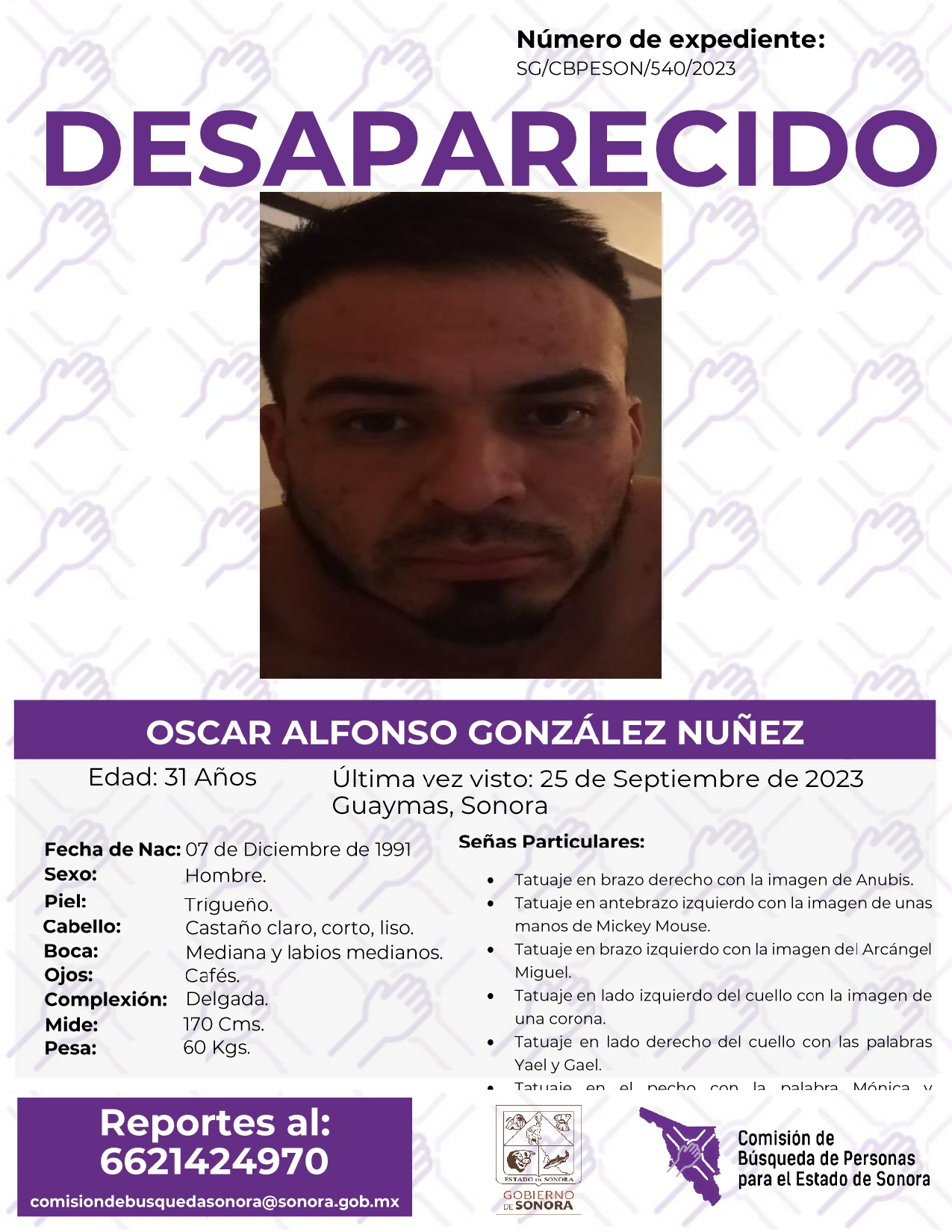 OSCAR ALFONSO GONZÁLEZ NUÑEZ - DESAPARECIDO