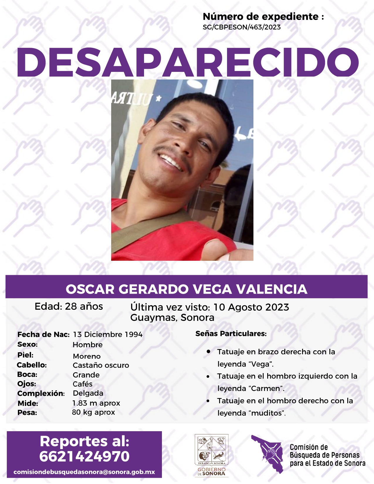 OSCAR GERARDO VEGA VALENCIA - DESAPARECIDO