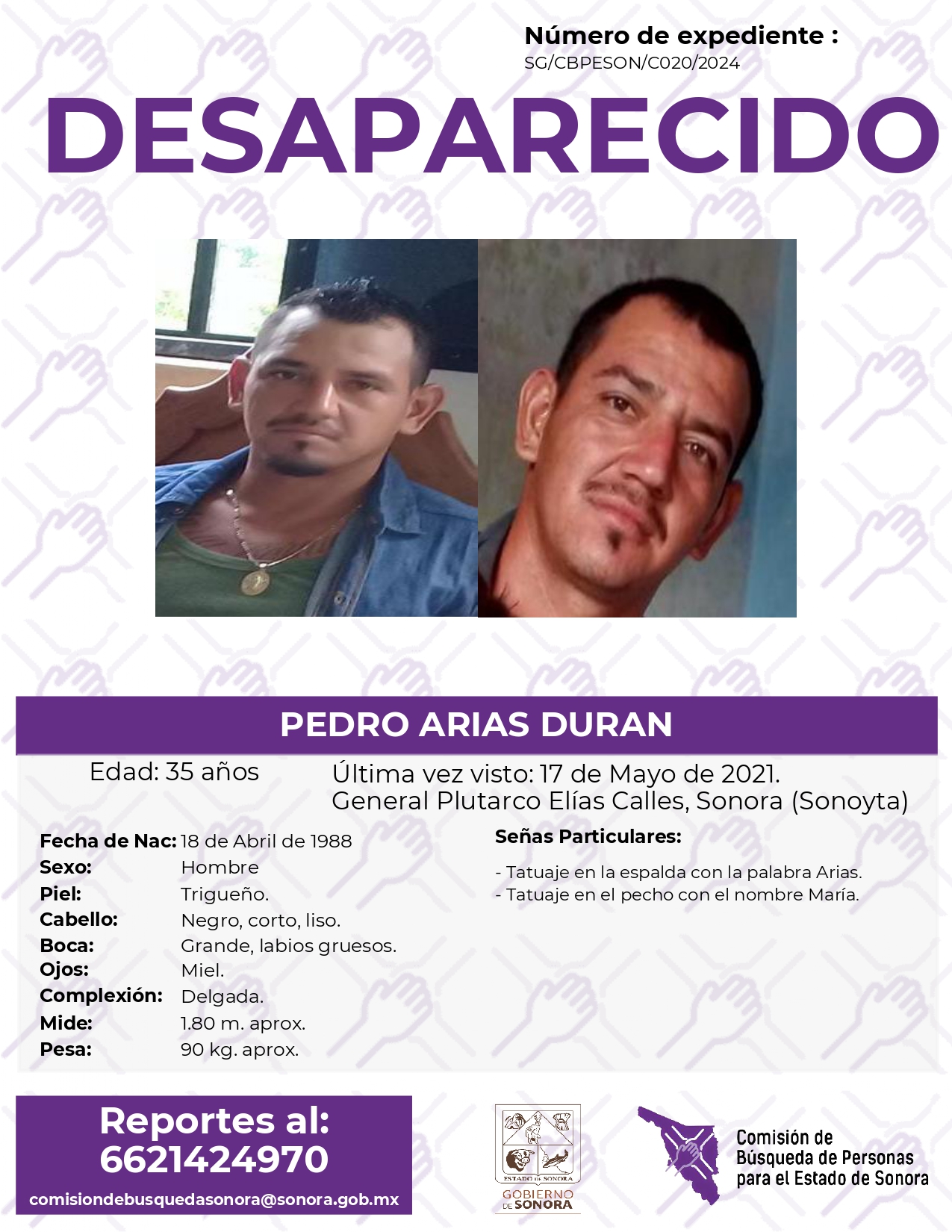 PEDRO ARIAS DURAN - DESAPARECIDO