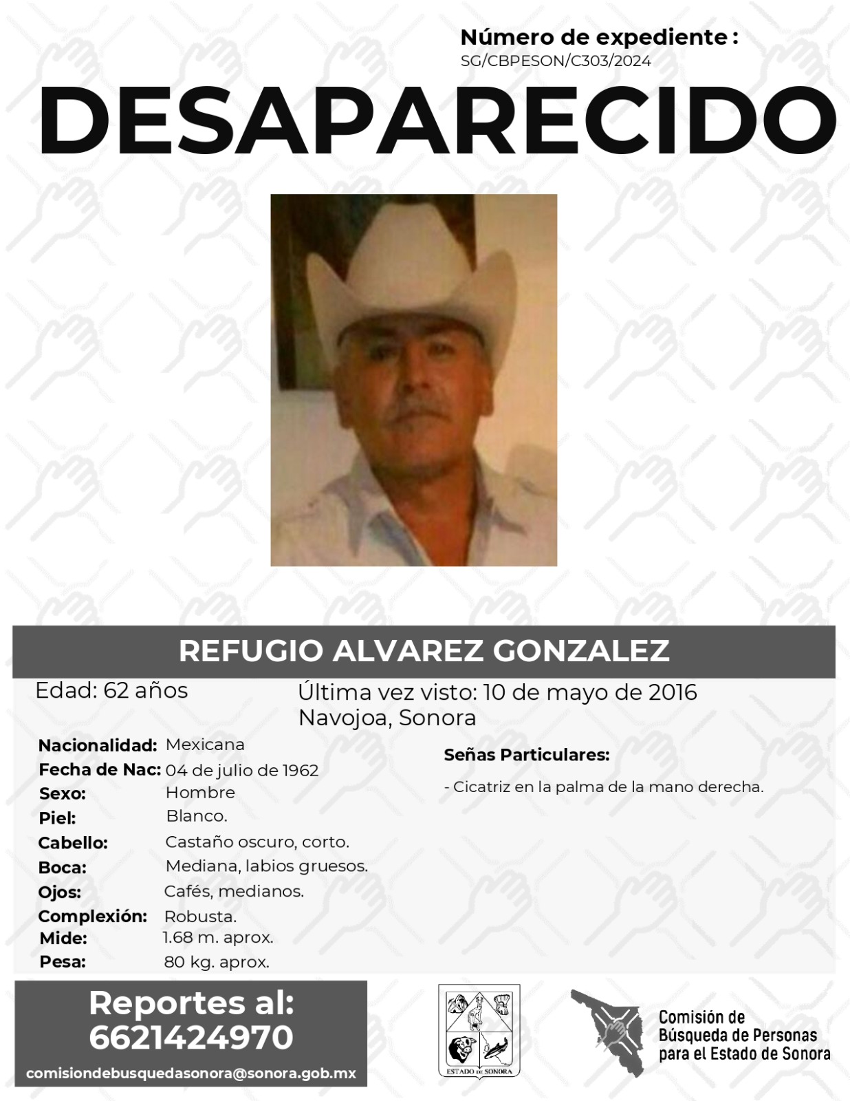 REFUGIO ALVAREZ GONZALEZ - DESAPARECIDO