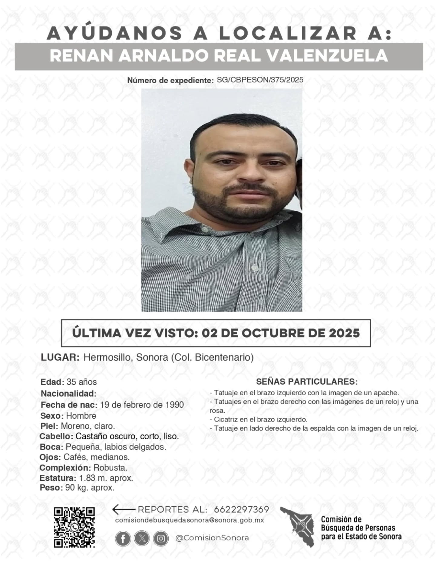 RENAN ARNALDO REAL VALENZUELA - DESAPARECIDO