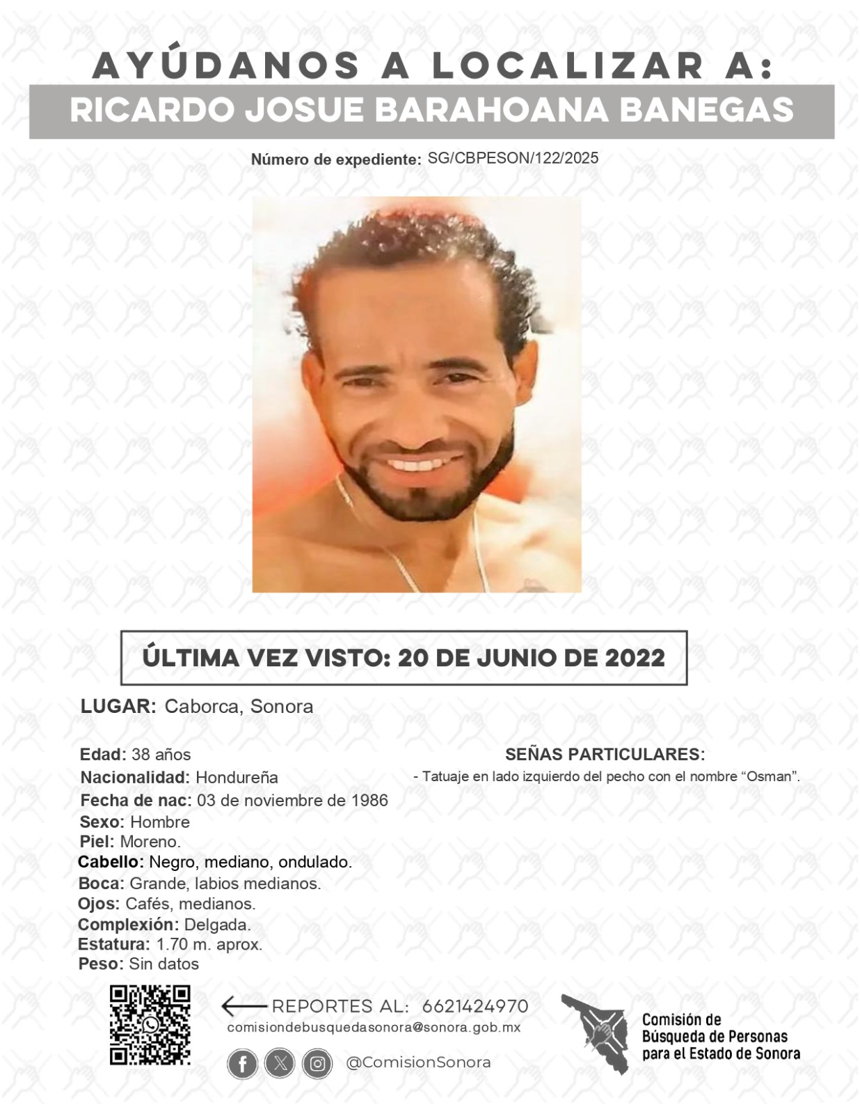 RICARDO JOSUE BARAHOANA BENEGAS - DESAPARECIDO